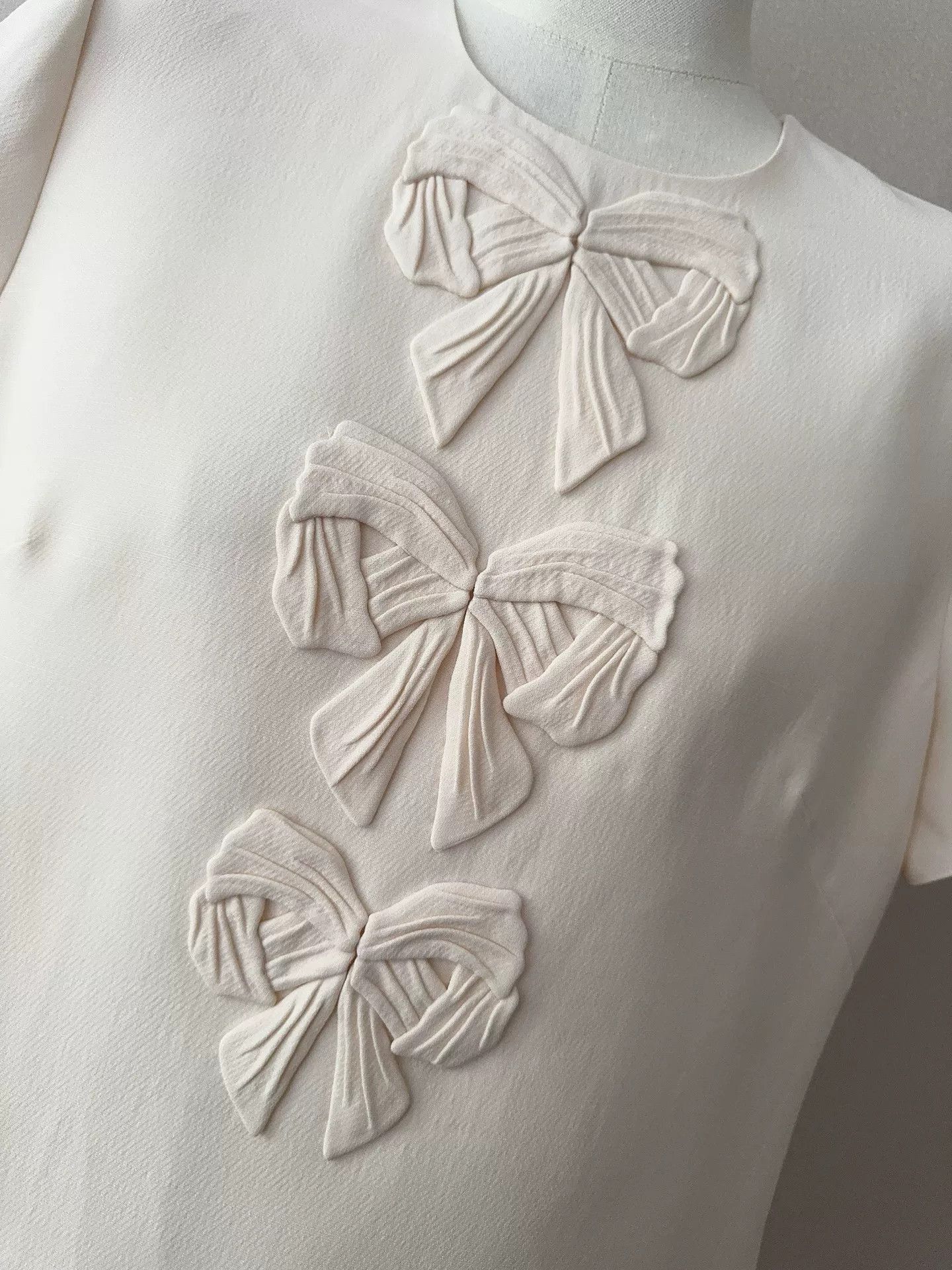 Valentino Valentino White Bow Short Sleeve Dress Size US 44 / EU 60 - 2 Thumbnail