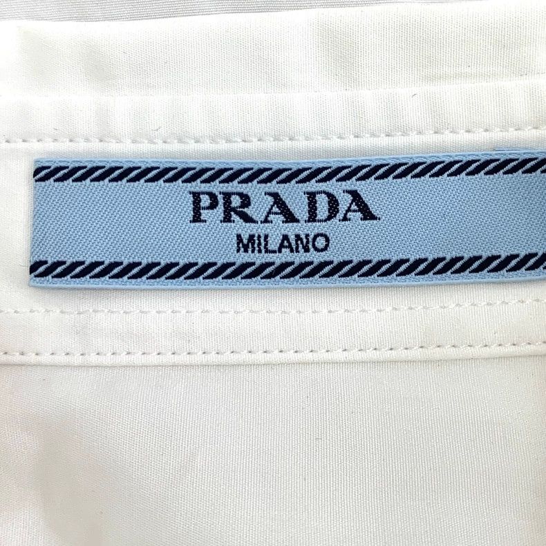Prada Prada White Triangle Logo Cotton Shirt Size US S / EU 44-46 / 1 - 7 Thumbnail