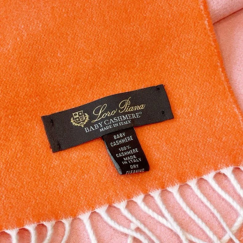 Loro Piana Two-Tone Orange Pink Cashmere Scarf Size ONE SIZE - 4 Thumbnail