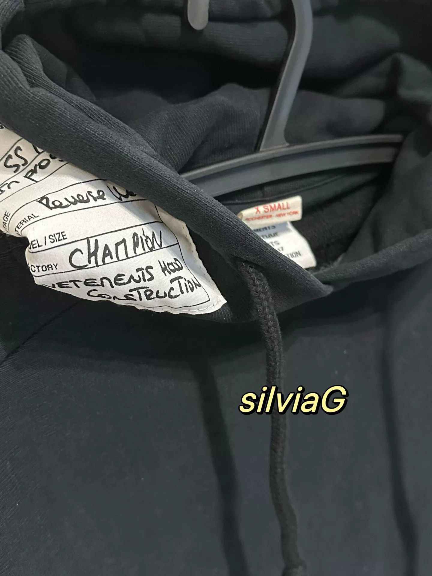 Vetements Vetements x Champion Black Hoodie Sweatshirt Size US XS / EU 42 / 0 - 3 Thumbnail