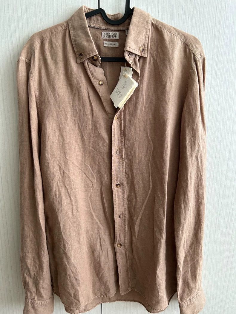 Brunello Cucinelli Brunello Cucinelli Beige Cotton-Linen Shirt Size US S / EU 44-46 / 1 - 2 Thumbnail