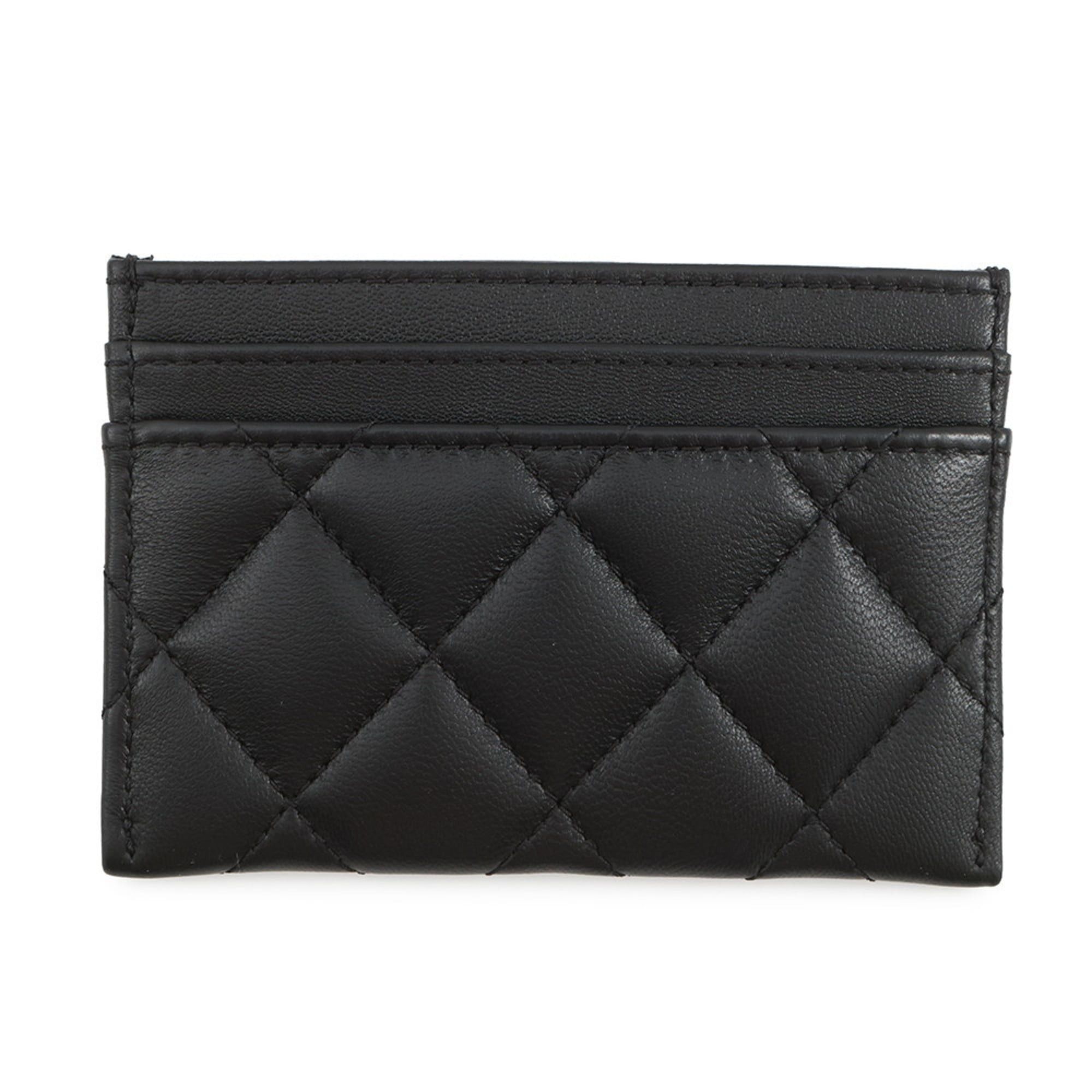 CHANEL Card Case, Matelasse, Coco Mark, Rhinestone, Lambskin, AP3990, Business Holder, Pass Black