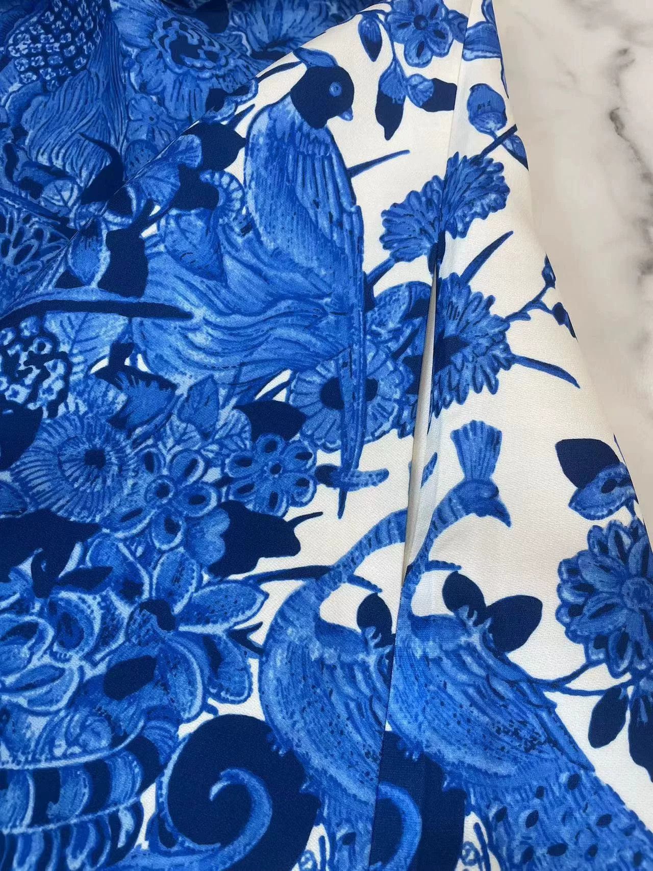 Valentino Valentino Blue & White Floral Dress Size US 38 / EU 54 - 3 Thumbnail