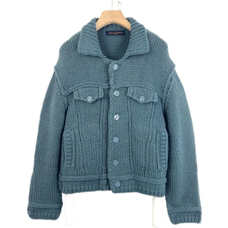 Louis Vuitton Louis Vuitton Blue Knit Button Sweater Coat Size US M / EU 48-50 / 2 - 2 Thumbnail
