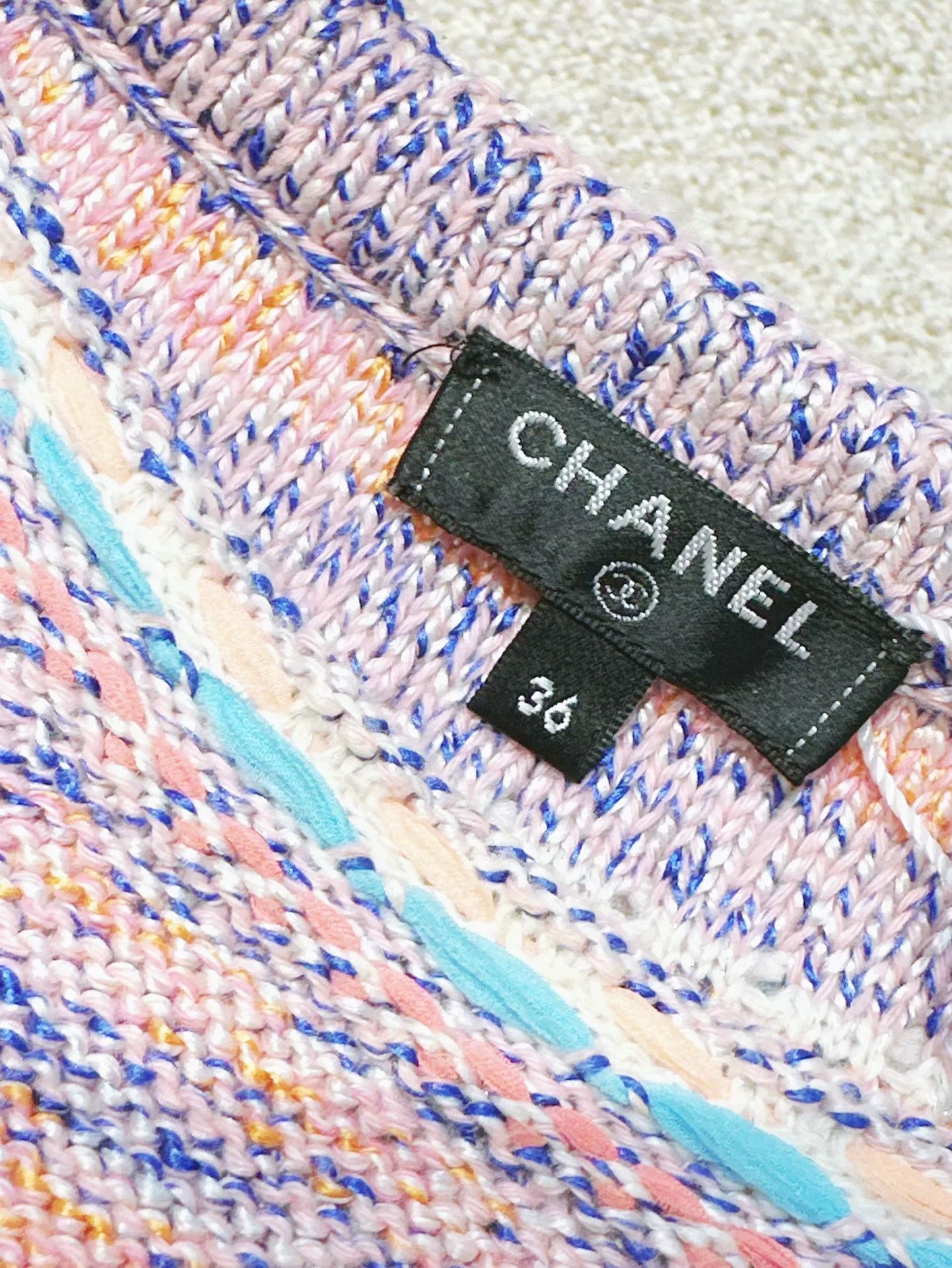 Chanel Chanel Pink Blue Stripe Knit Dress Size US 36 / EU 52 - 4 Thumbnail