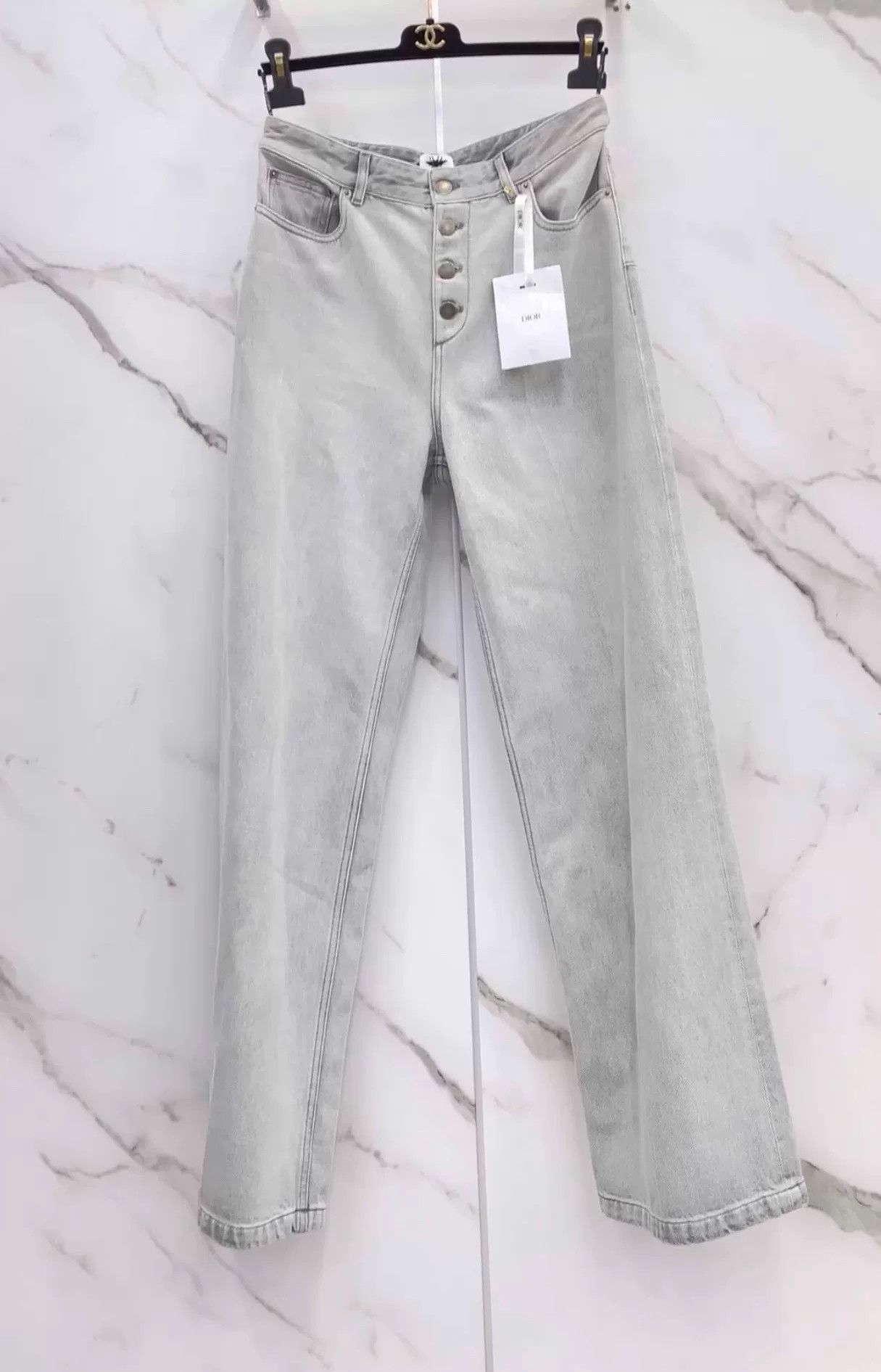Dior gray wide-leg jeans by Dior Size US 38 / EU 54 - 4 Thumbnail