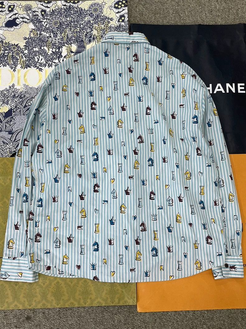Hermes Hermes Blue Stripe Horse Print Shirt Size US M / EU 48-50 / 2 - 3 Thumbnail