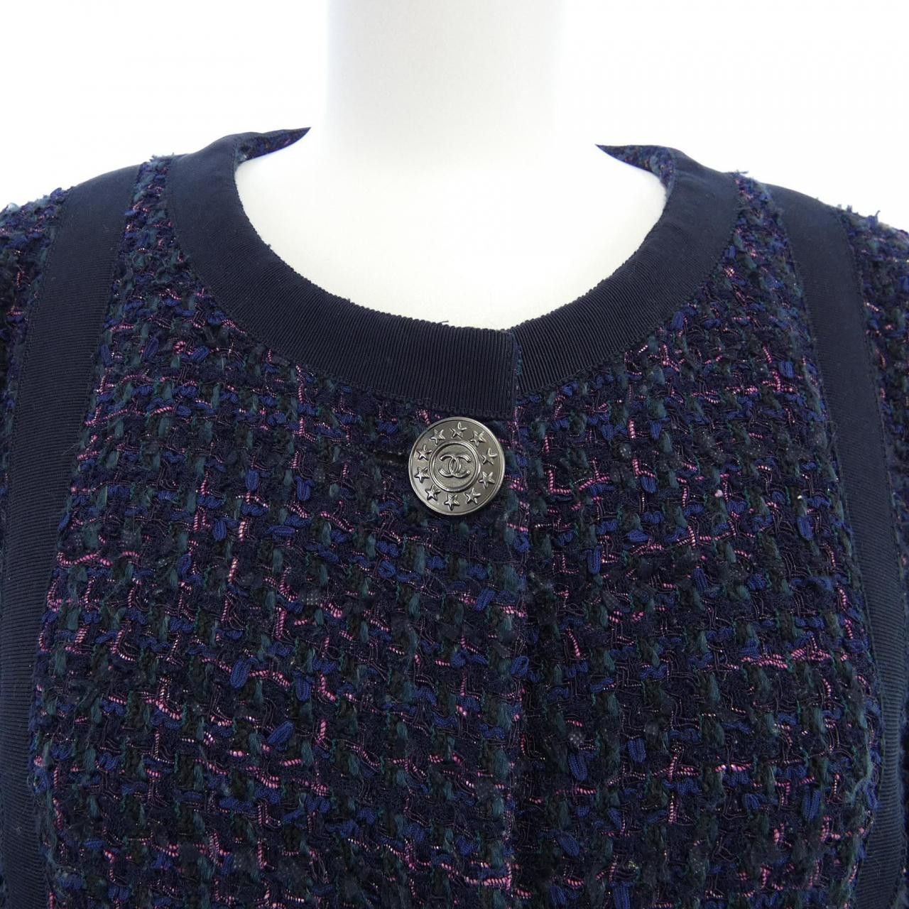 Chanel Chanel Chanel Collarless Jacket Cotton Outerwear P45580V33531 13P DUTY FREE for USA Size ONE SIZE - 5 Thumbnail