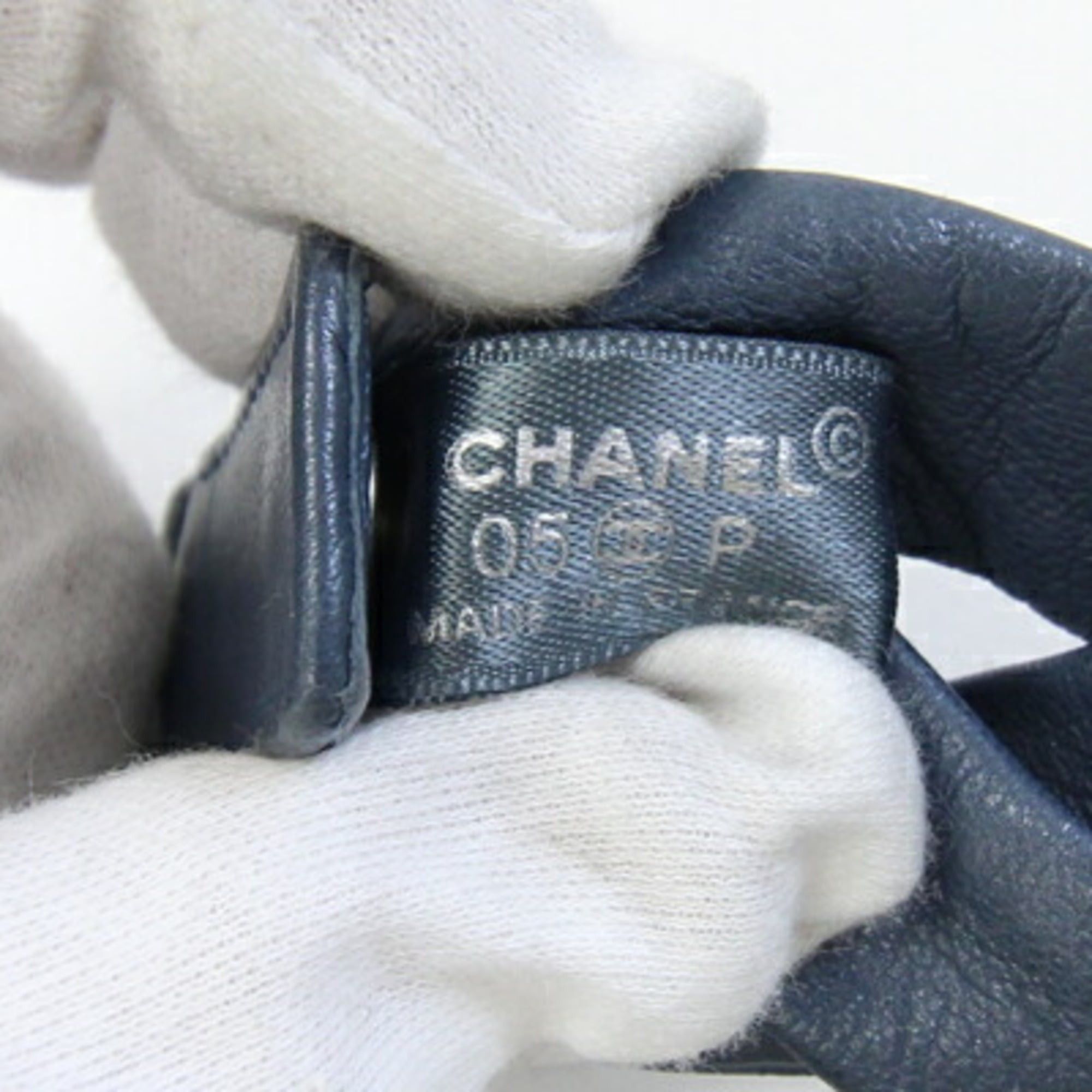 Chanel Chanel Belt, Blue-Gray Leather, 05P, 2005 Model, Old Women's, CHANEL Size ONE SIZE - 4 Thumbnail