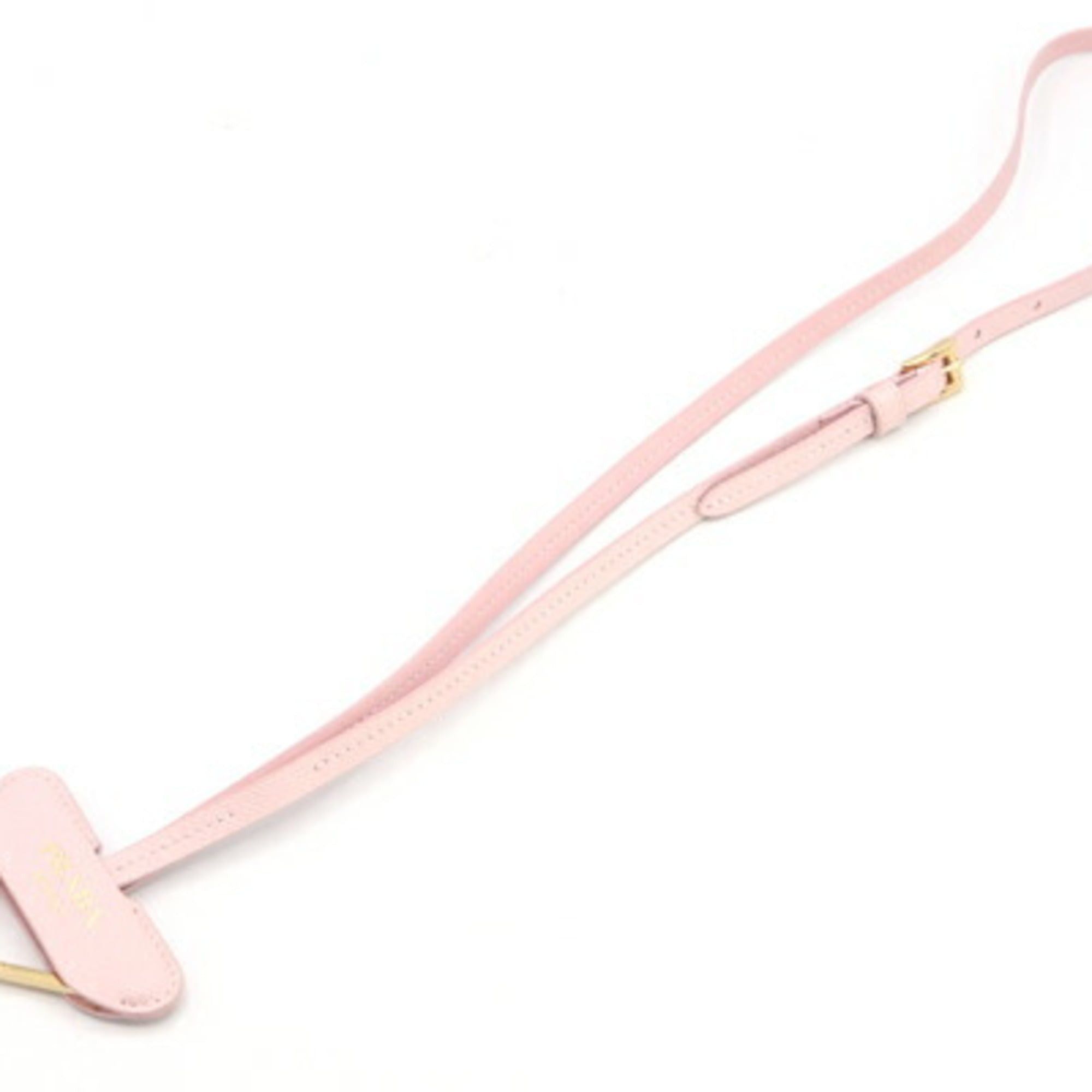 Prada Prada Neck Strap 1PP184 Pink Leather Keychain Key Ring Bag Charm Triangle Women's PRADA Size ONE SIZE - 2 Thumbnail