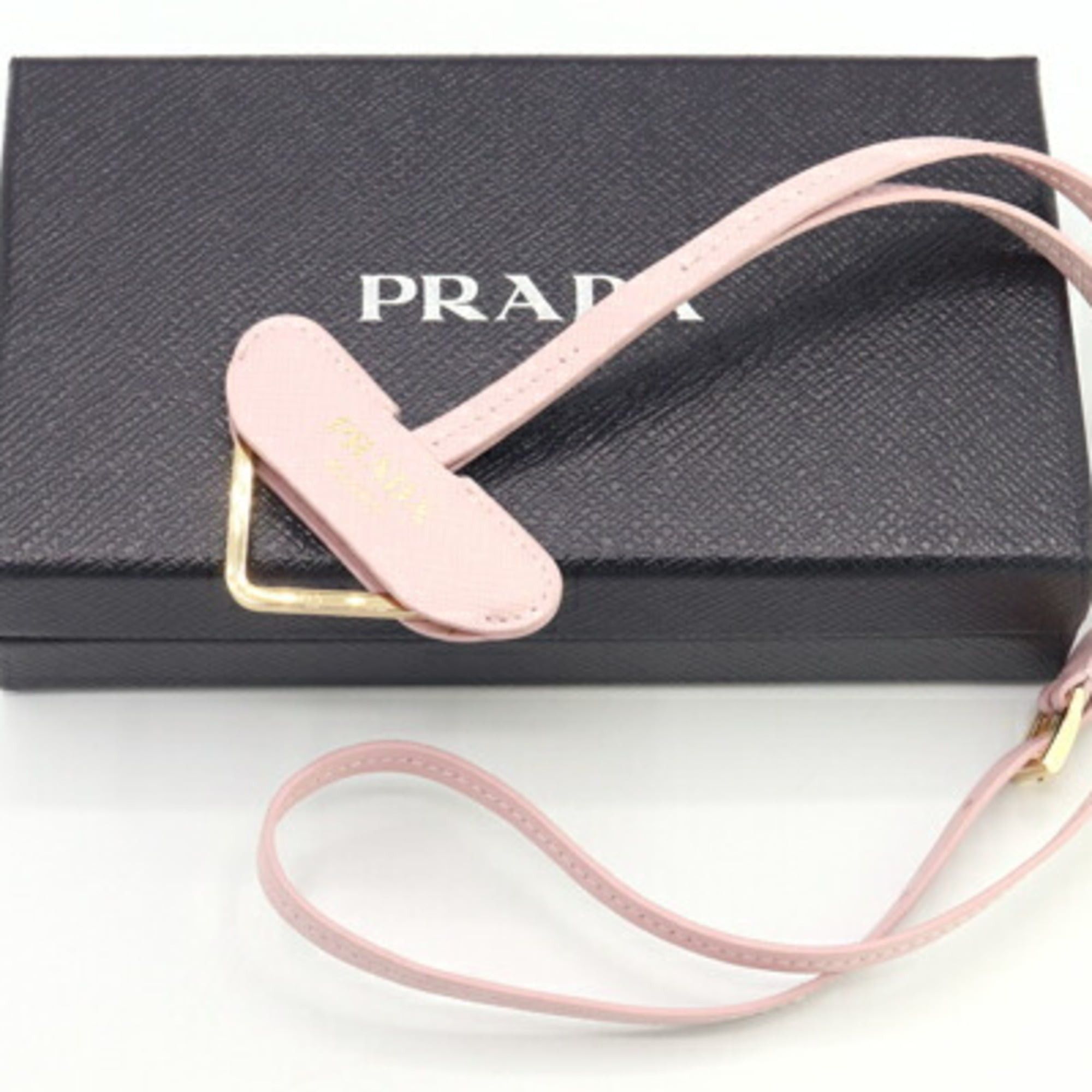 Prada Prada Neck Strap 1PP184 Pink Leather Keychain Key Ring Bag Charm Triangle Women's PRADA Size ONE SIZE - 5 Thumbnail