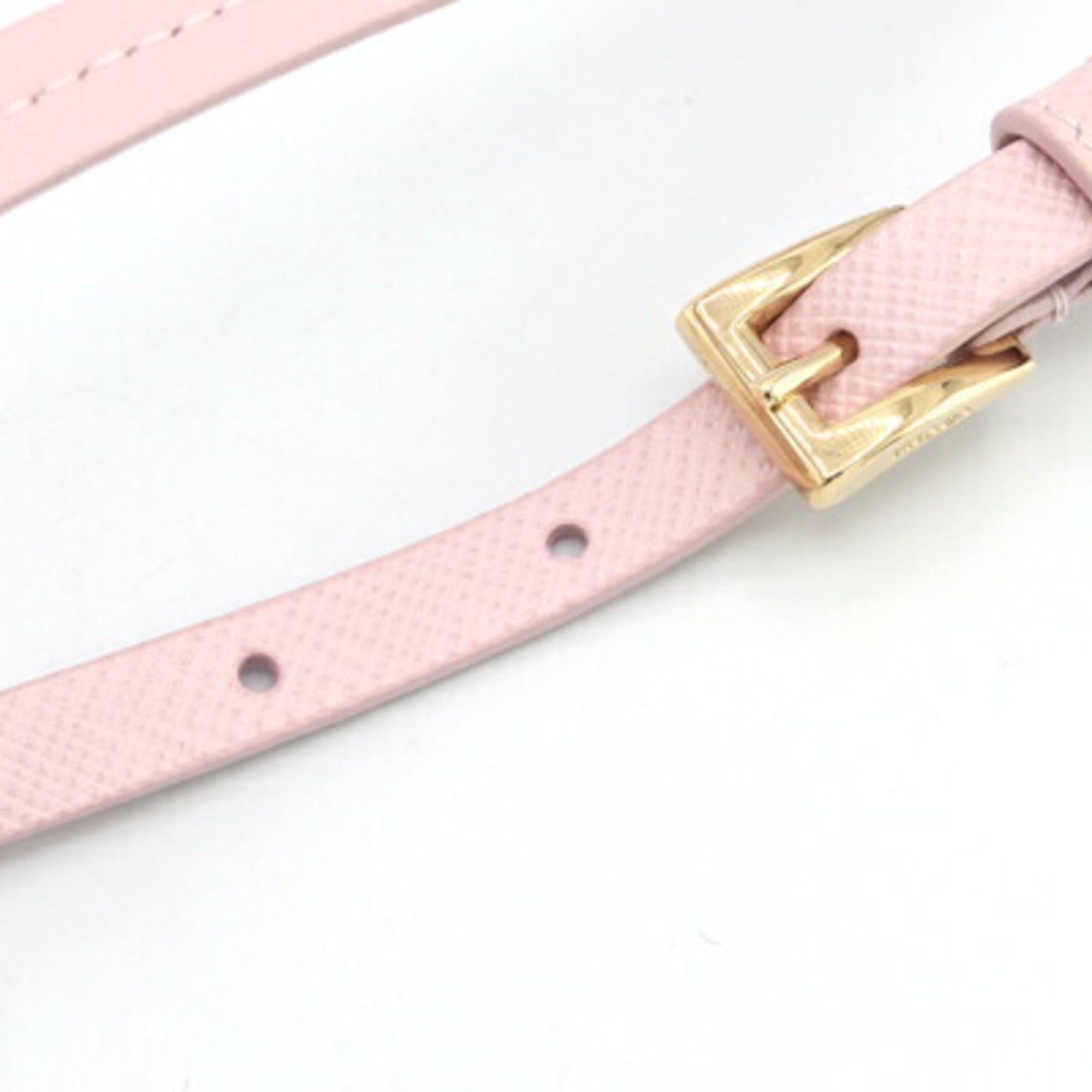 Prada Prada Neck Strap 1PP184 Pink Leather Keychain Key Ring Bag Charm Triangle Women's PRADA Size ONE SIZE - 4 Thumbnail