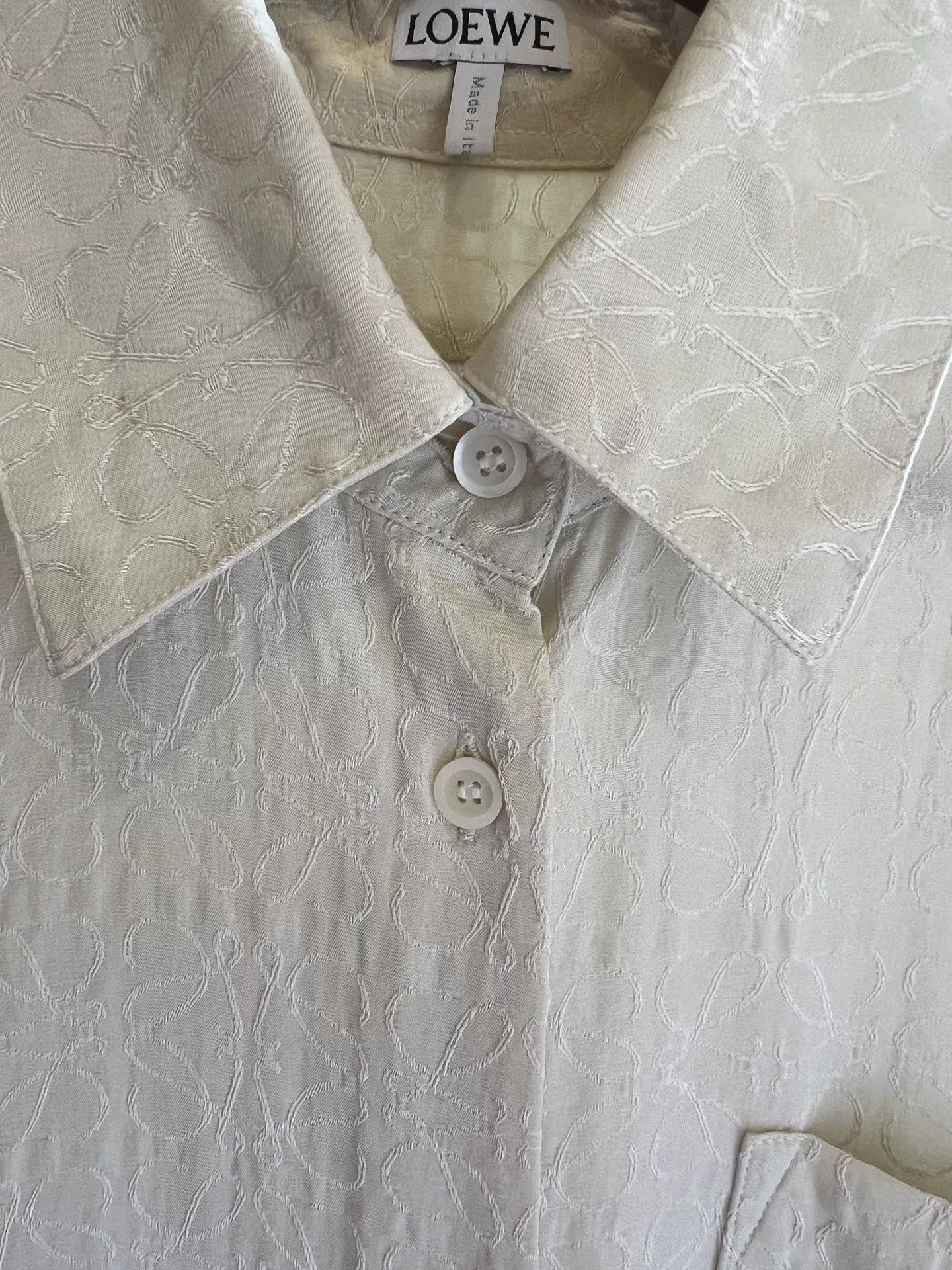 Loewe Loewe Beige Silk Embroidered Shirt Dress Size US S / EU 44-46 / 1 - 6 Thumbnail