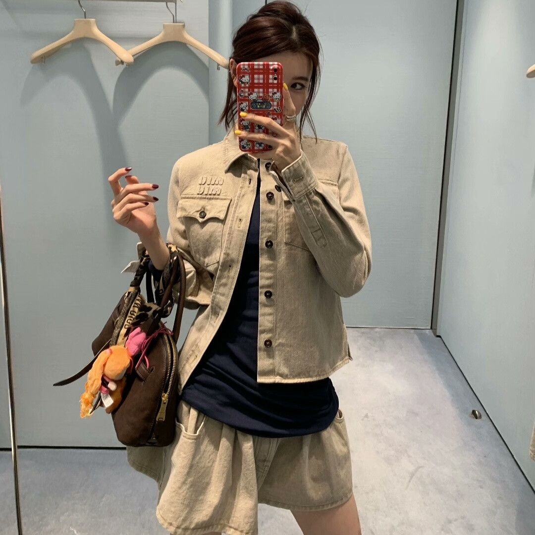 Miu Miu miu miu khaki denim jacket autumn winter Size US S / EU 44-46 / 1 - 6 Thumbnail