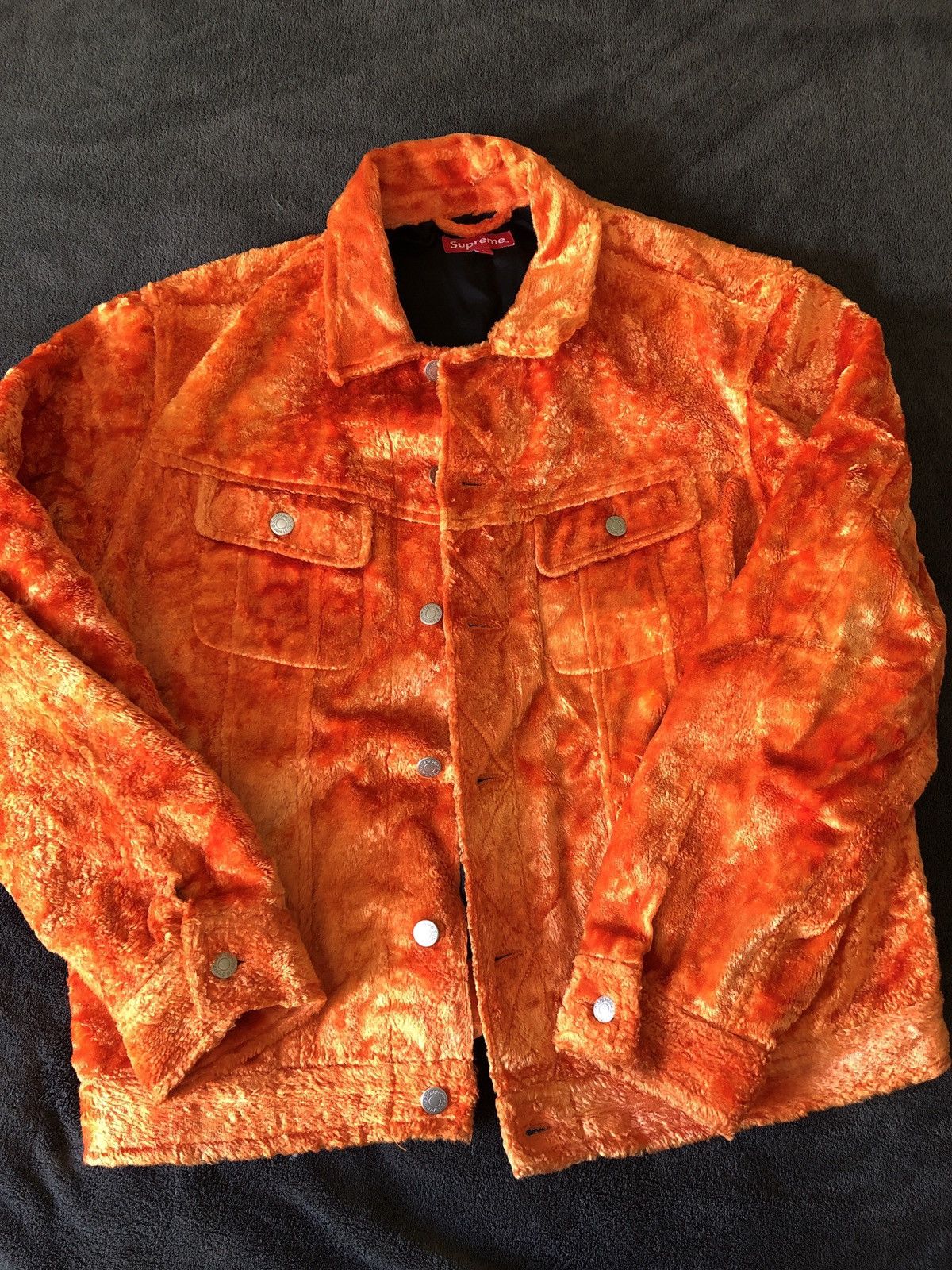 Supreme Supreme Fuzzy Pile Trucker Jacket Orange Large | Grailed