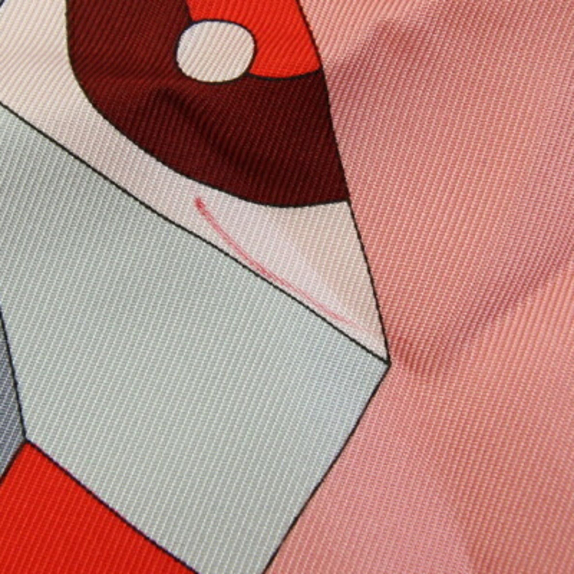Bvlgari BVLGARI Scarf, Gray/Red, 100% Silk, Large Stole, Women's Size ONE SIZE - 5 Thumbnail