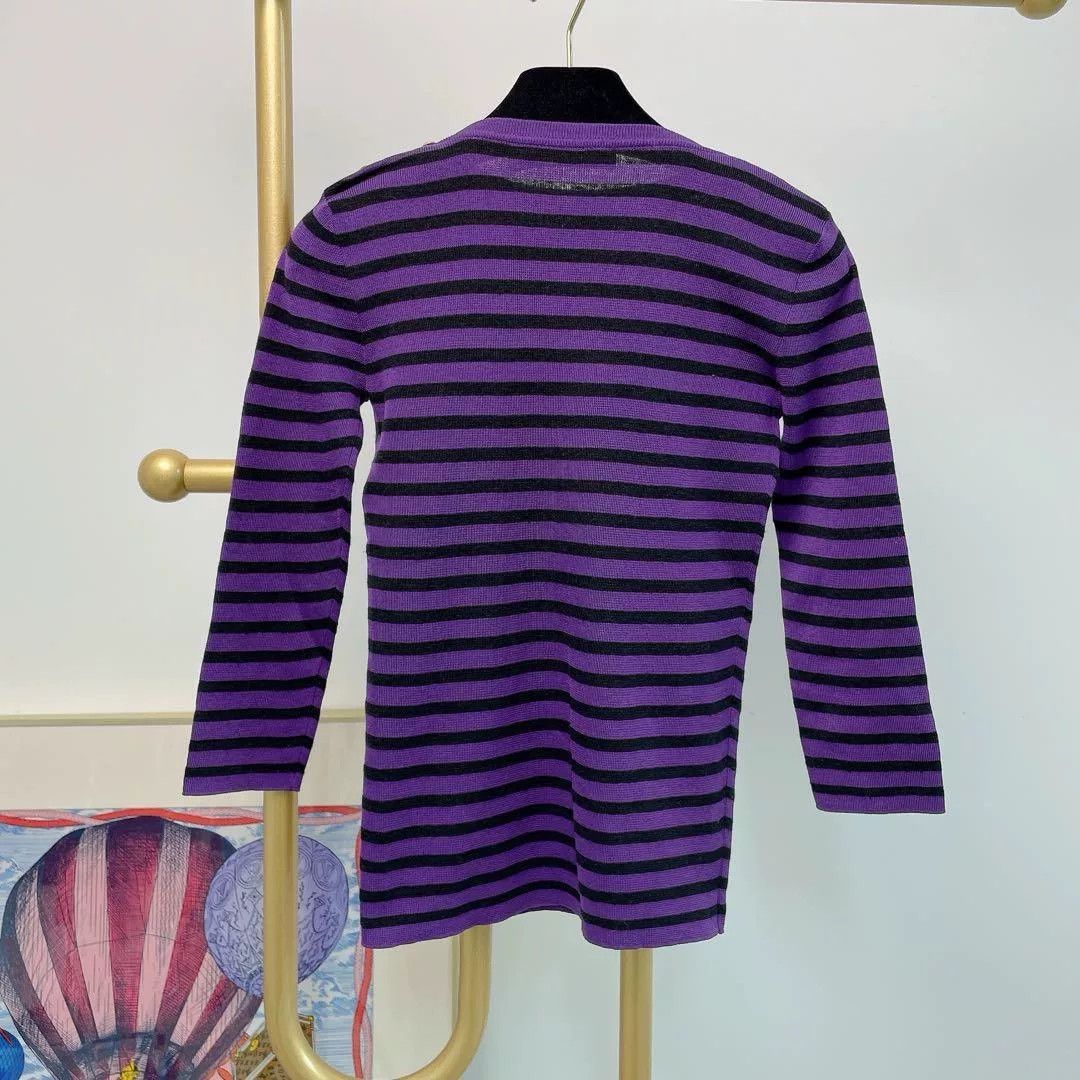 Dior Dior Purple Stripe Slim Knit Sweater Size US M / EU 48-50 / 2 - 2 Thumbnail