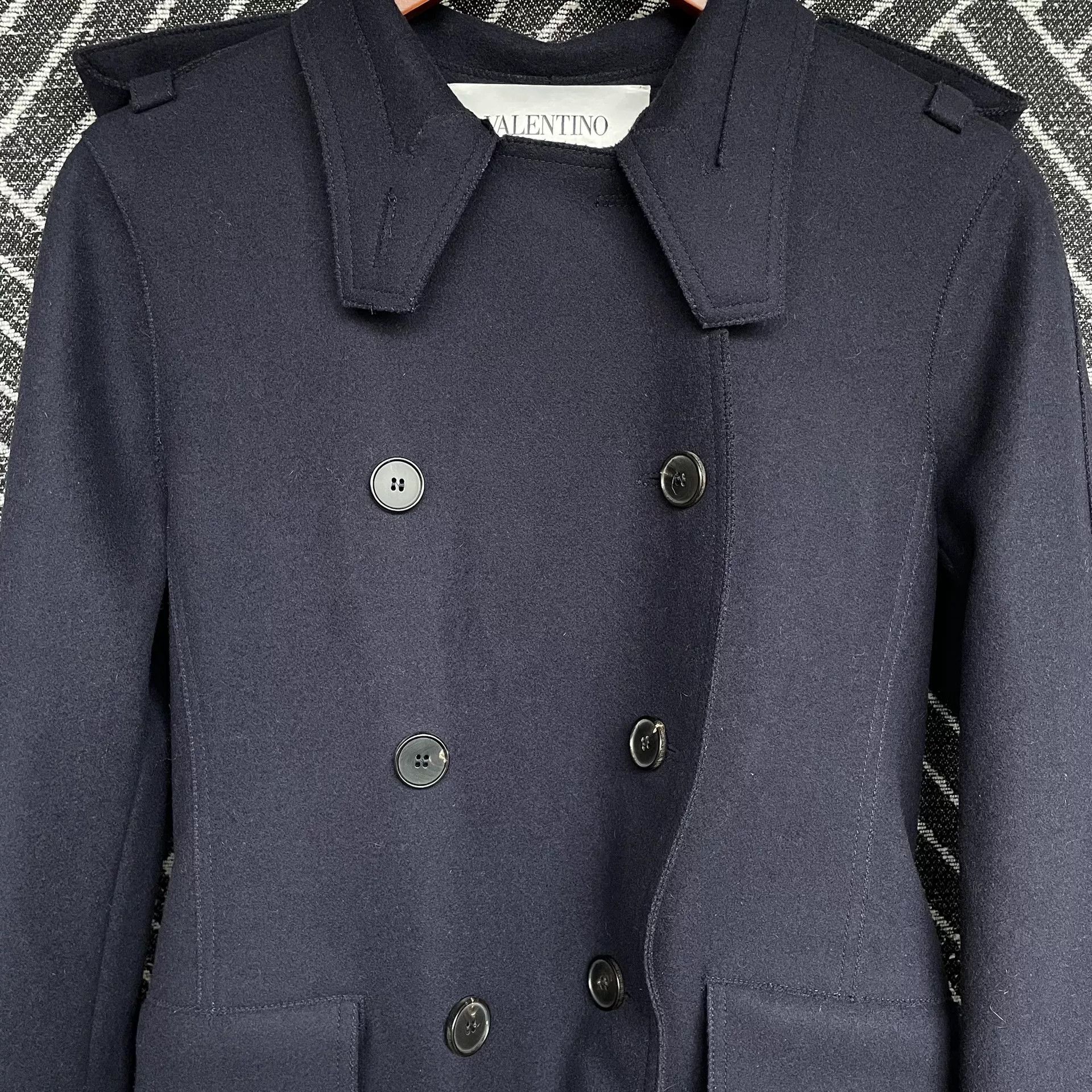 Valentino Valentino Navy Wool Long Coat Size US S / EU 44-46 / 1 - 4 Thumbnail