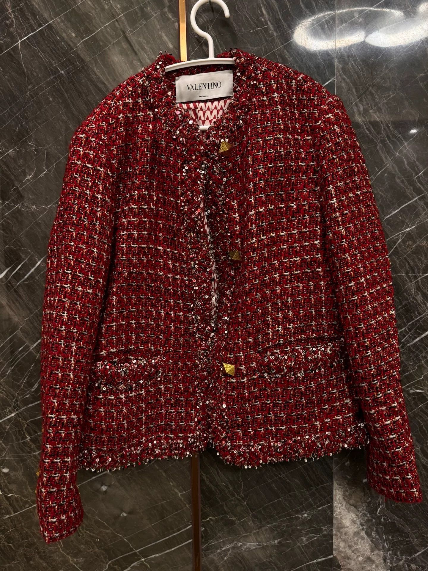 Valentino Valentino Red Tweed Jacket Size US S / EU 44-46 / 1 - 2 Thumbnail