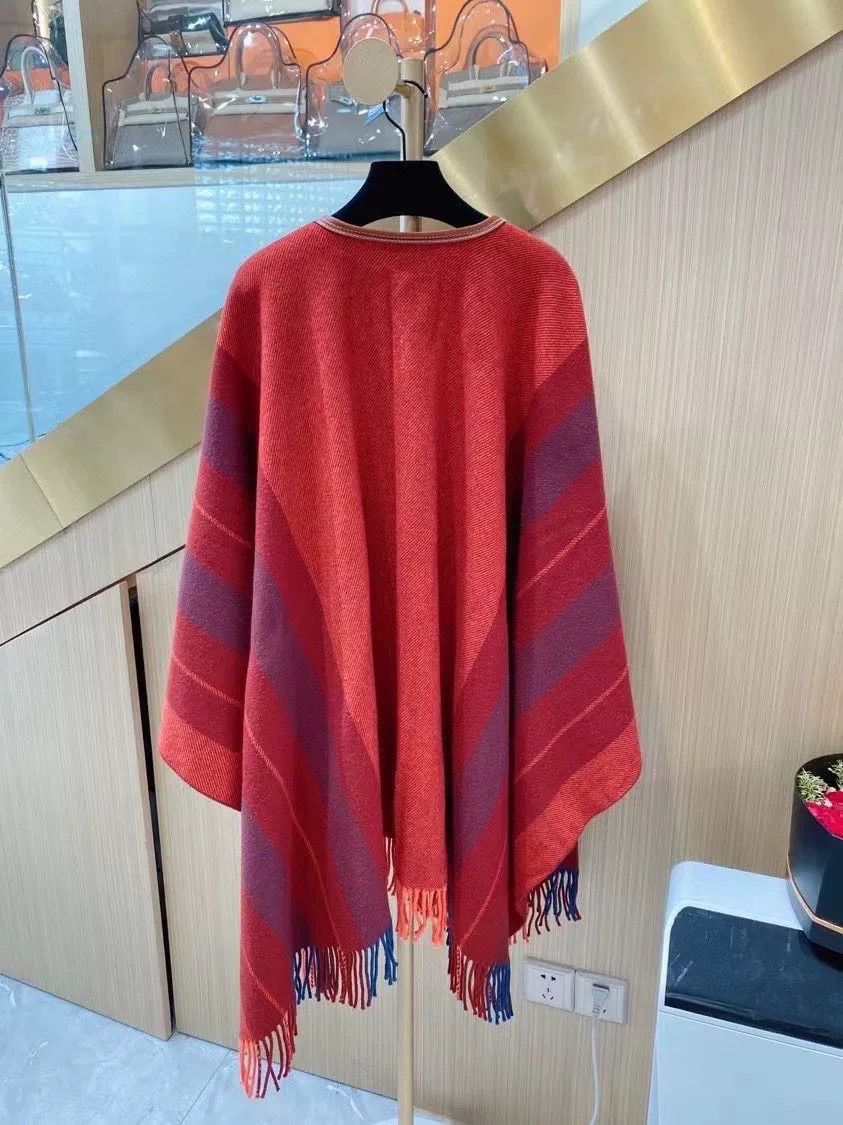 Hermes Hermes Red Stripe Fringe Cloak Size US XS / EU 42 / 0 - 2 Thumbnail