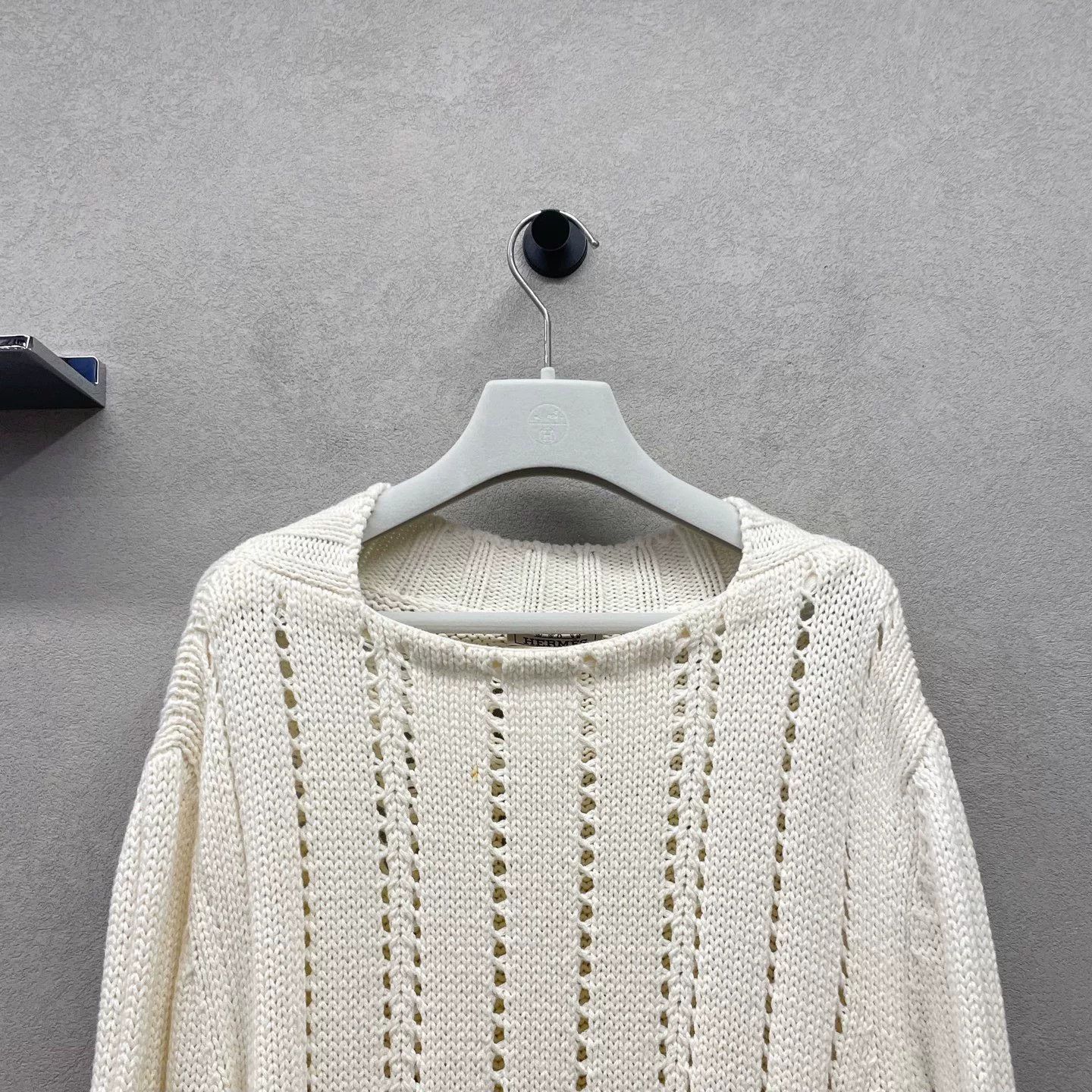 Hermes HERMES Beige Open-Knit Sweater M Size US M / EU 48-50 / 2 - 4 Thumbnail