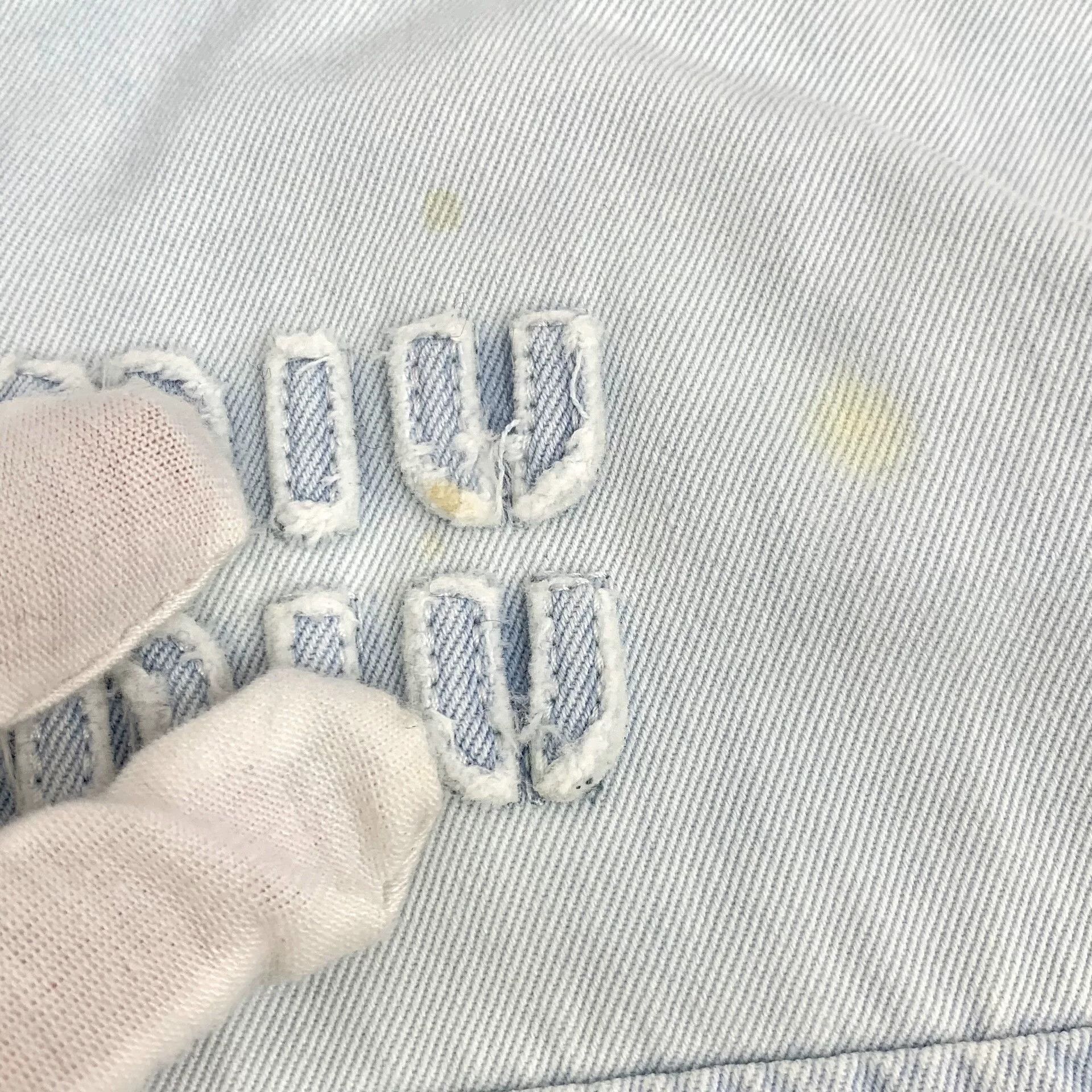 Miu Miu light blue logo embroidered denim jacket Size US S / EU 44-46 / 1 - 9 Thumbnail