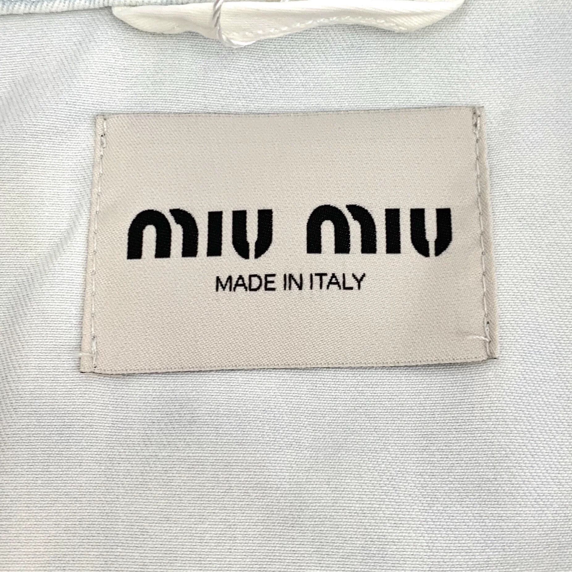 Miu Miu light blue logo embroidered denim jacket Size US S / EU 44-46 / 1 - 5 Thumbnail