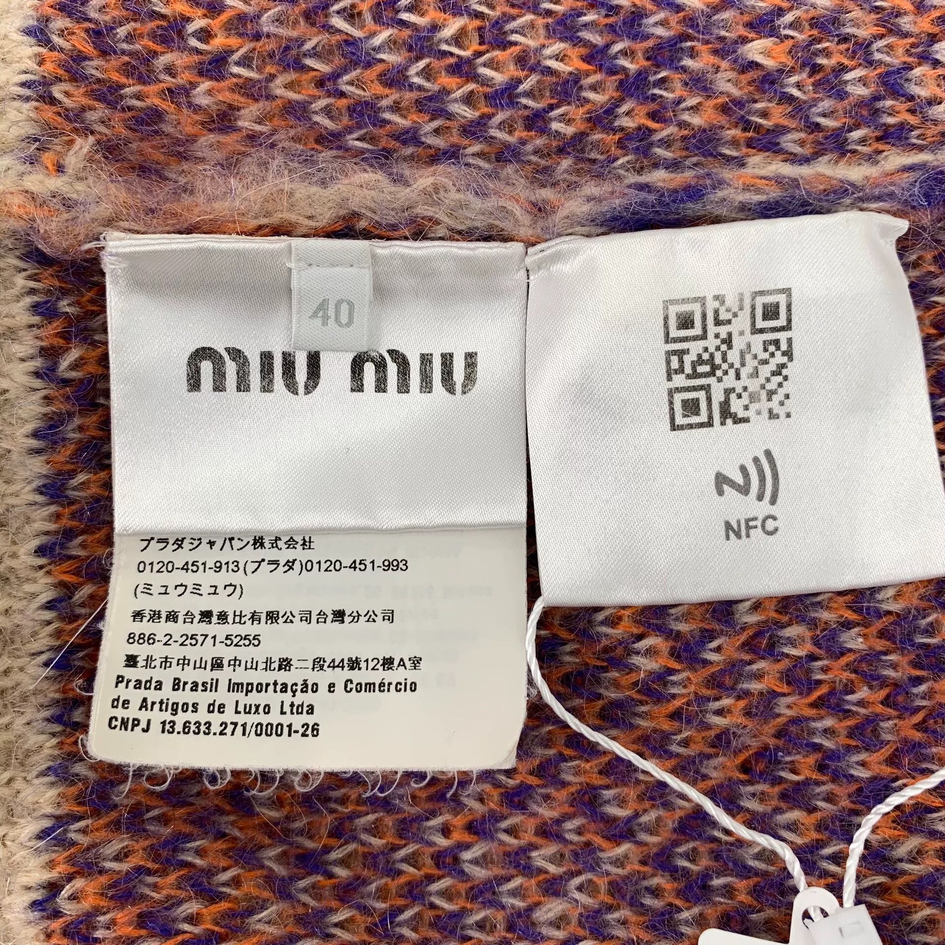 Miu Miu multicolored mohair v-neck cardigan sweater Size US M / EU 48-50 / 2 - 6 Thumbnail