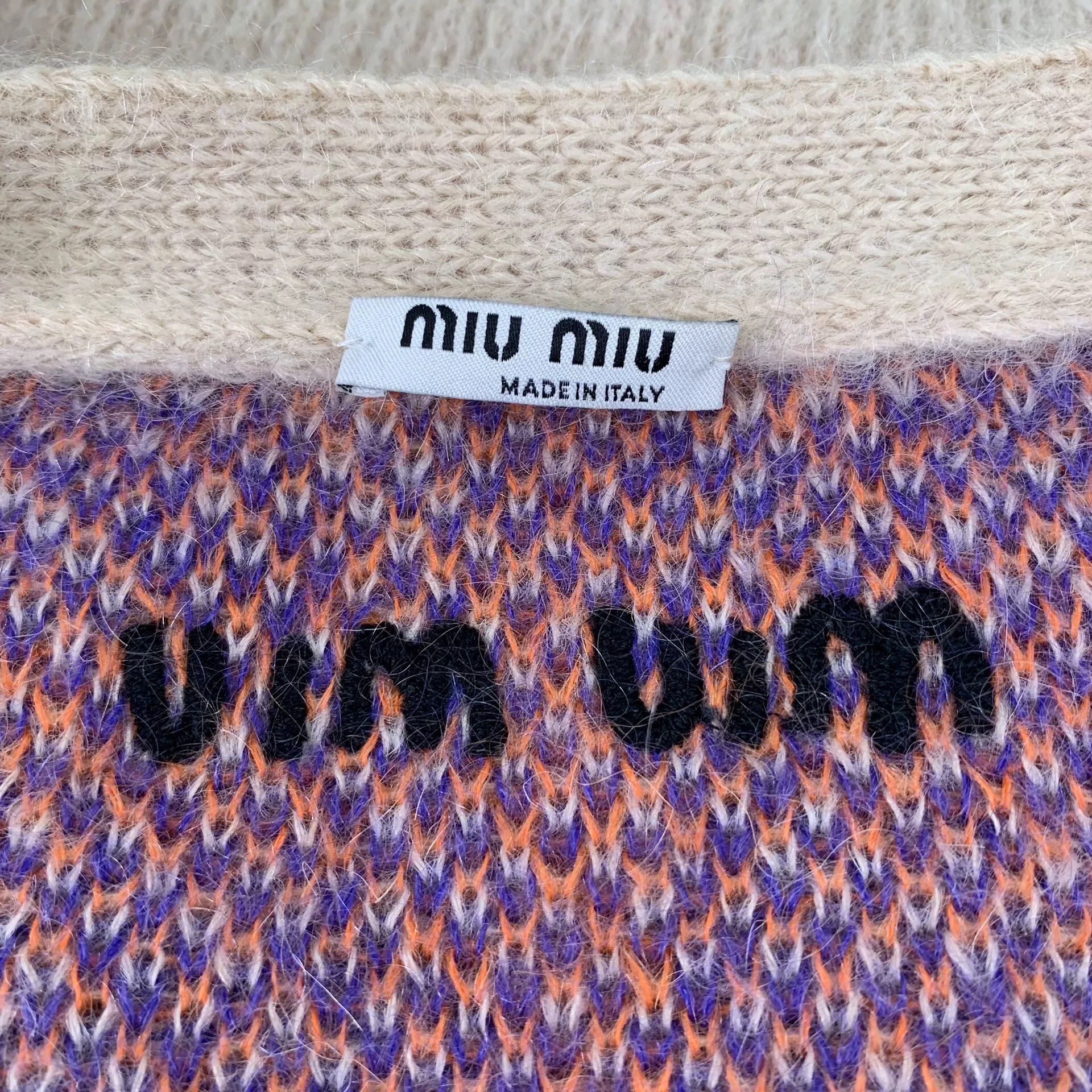 Miu Miu multicolored mohair v-neck cardigan sweater Size US M / EU 48-50 / 2 - 5 Thumbnail