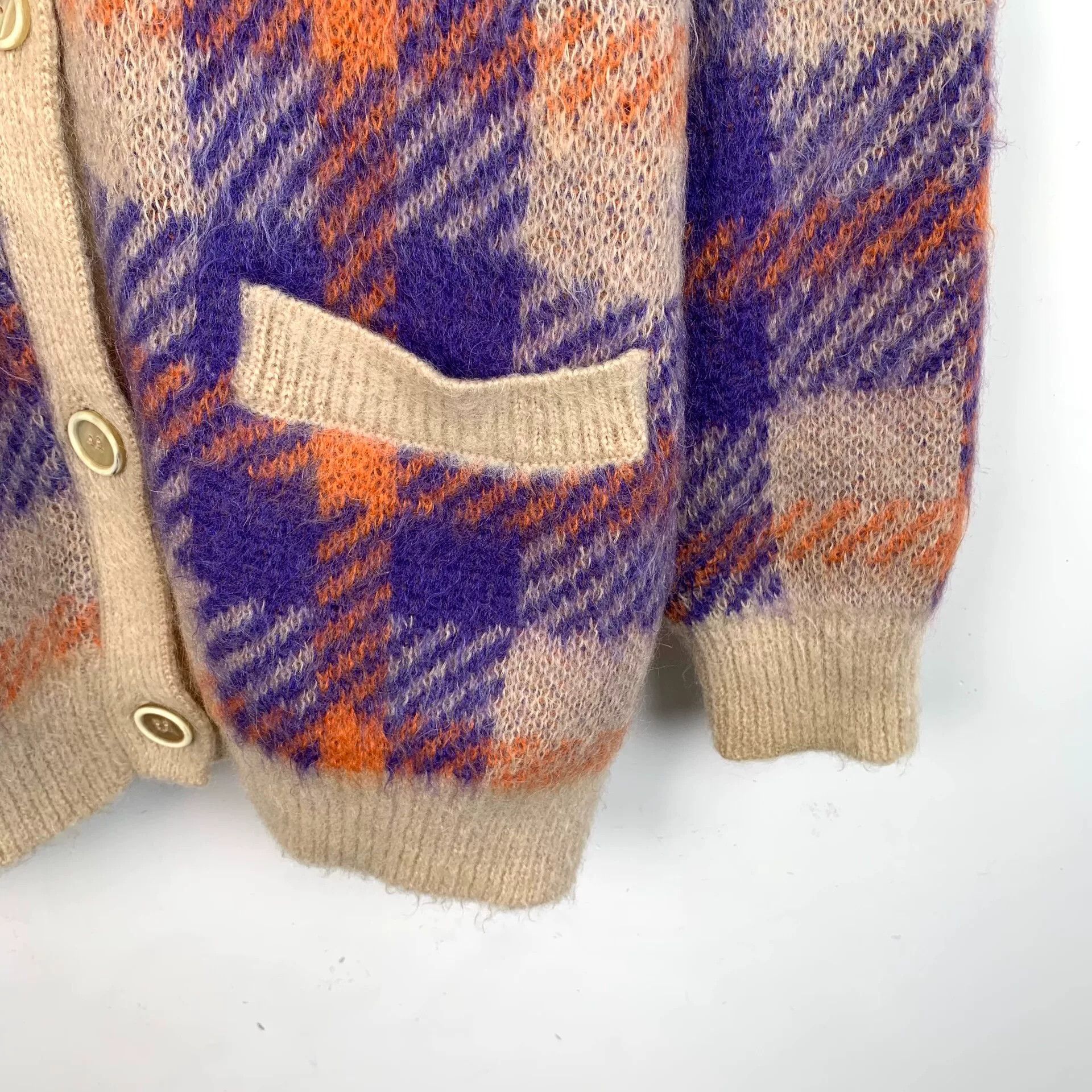 Miu Miu multicolored mohair v-neck cardigan sweater Size US M / EU 48-50 / 2 - 4 Thumbnail