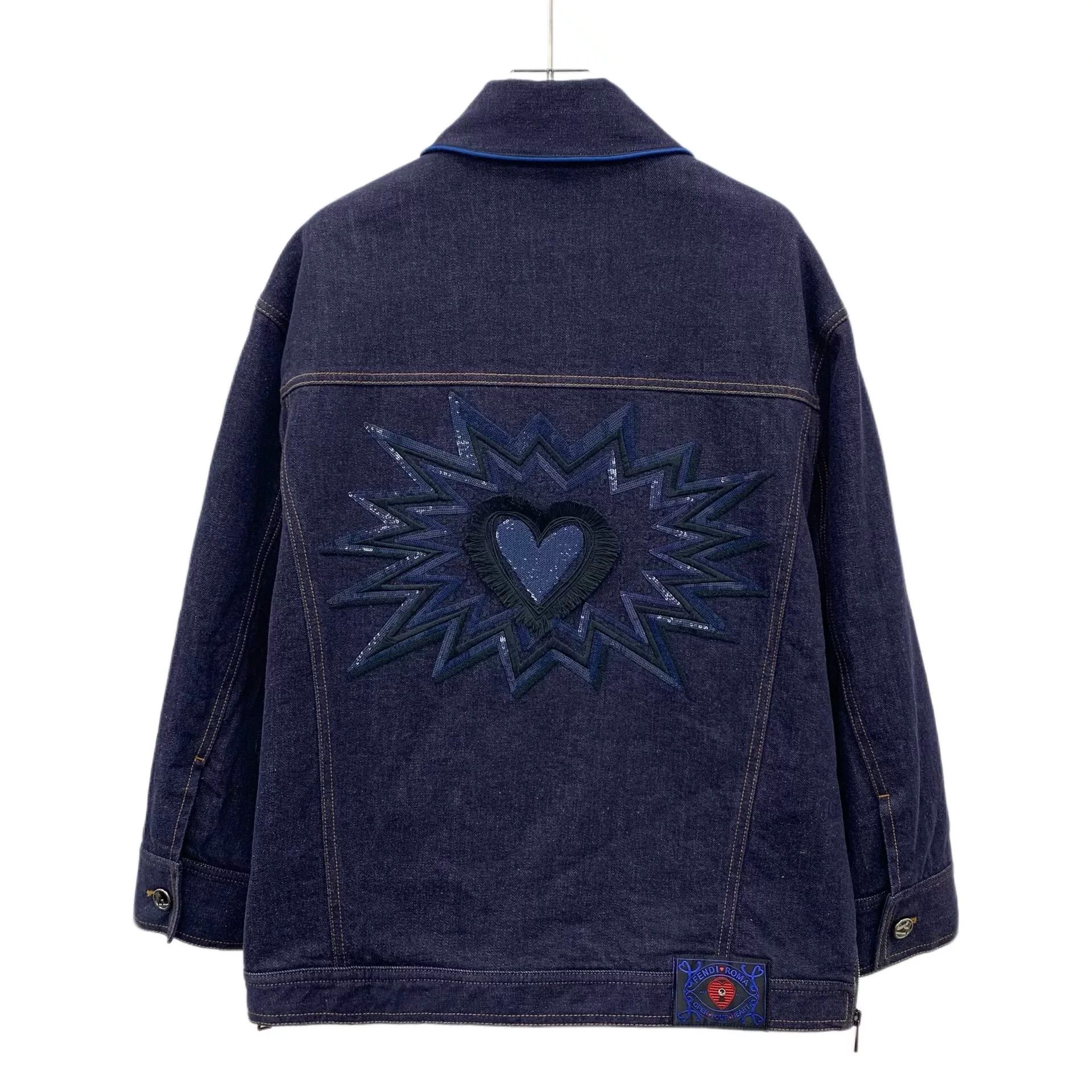 Fendi fendi deep blue heart sequin denim jacket Size US M / EU 48-50 / 2 - 2 Thumbnail