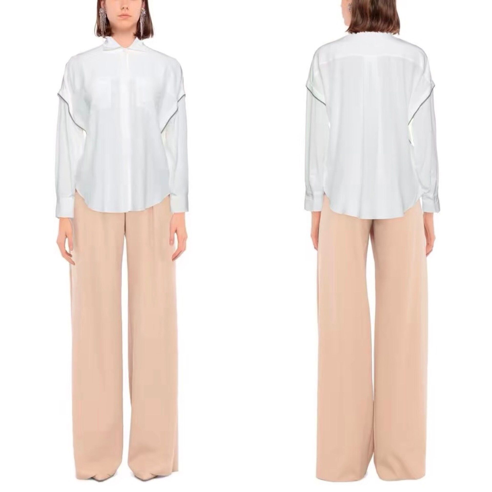 Brunello Cucinelli Brunello Cucinelli Silk Beaded Batwing Shirt Size US M / EU 48-50 / 2 - 9 Thumbnail