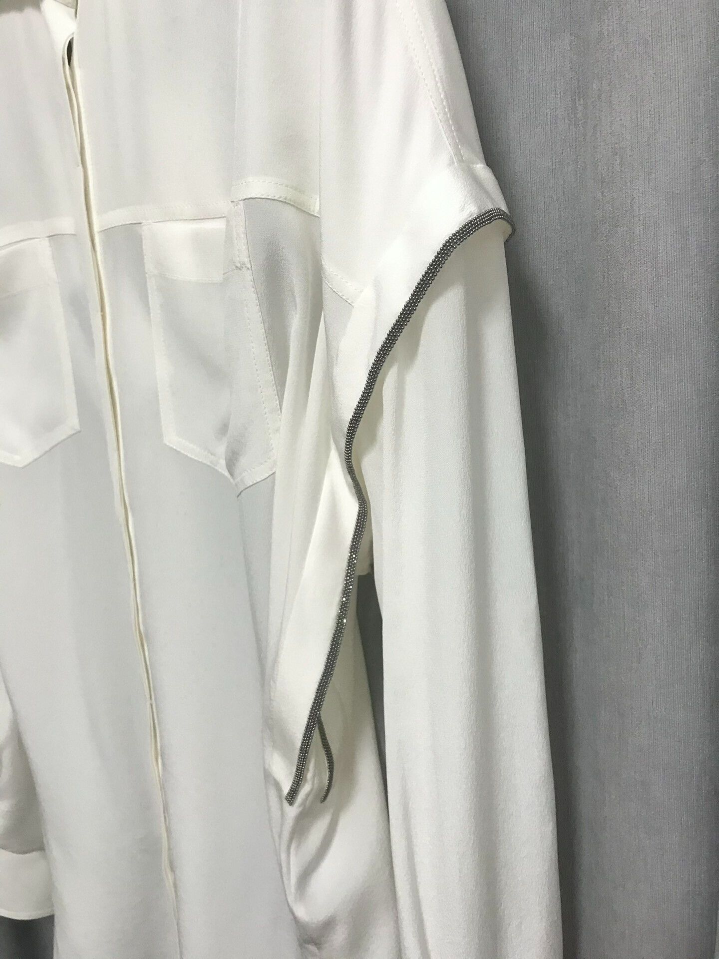 Brunello Cucinelli Brunello Cucinelli Silk Beaded Batwing Shirt Size US M / EU 48-50 / 2 - 3 Thumbnail