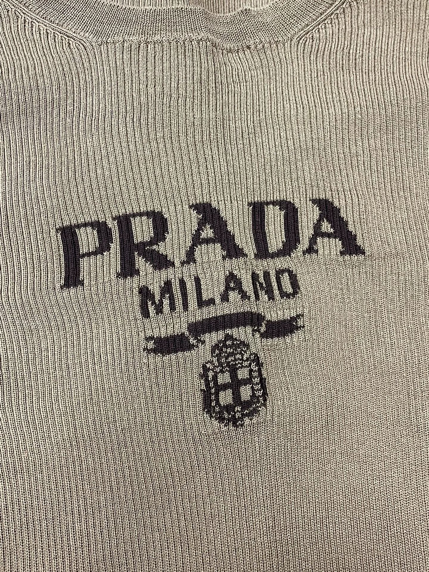 Prada Prada Beige Logo Knit Crop Top Size US M / EU 48-50 / 2 - 2 Thumbnail