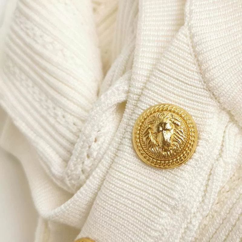Balmain balmain white ribbed long sleeve dress Size US 44 / EU 60 - 3 Thumbnail