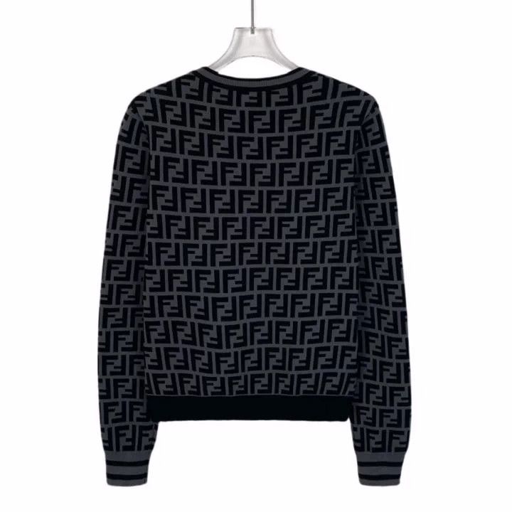 Fendi Fendi Black Grey Logo Knit Sweater Size US M / EU 48-50 / 2 - 2 Thumbnail