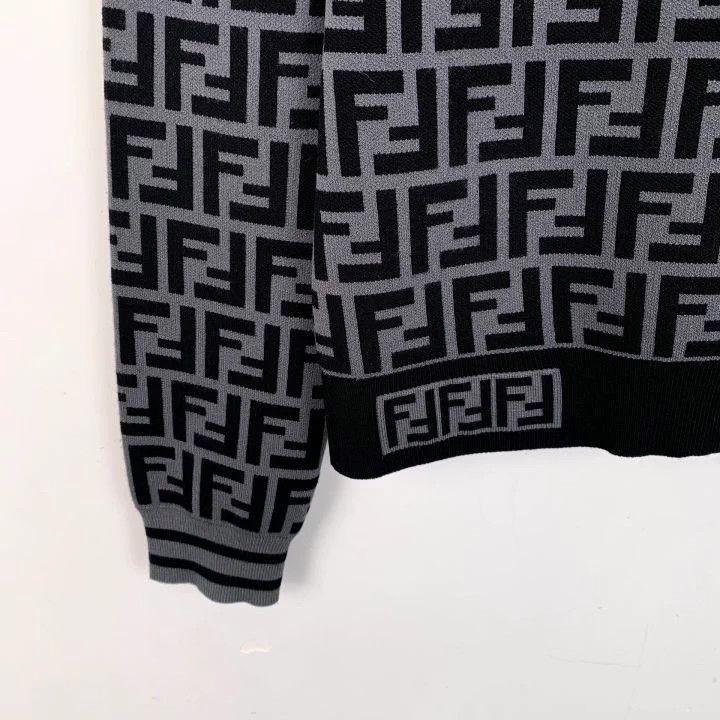 Fendi Fendi Black Grey Logo Knit Sweater Size US M / EU 48-50 / 2 - 4 Thumbnail