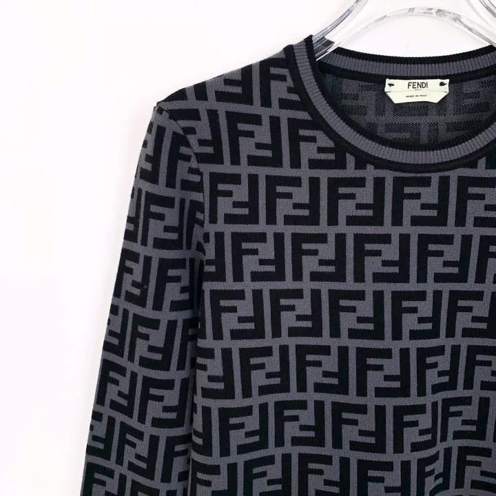 Fendi Fendi Black Grey Logo Knit Sweater Size US M / EU 48-50 / 2 - 3 Thumbnail