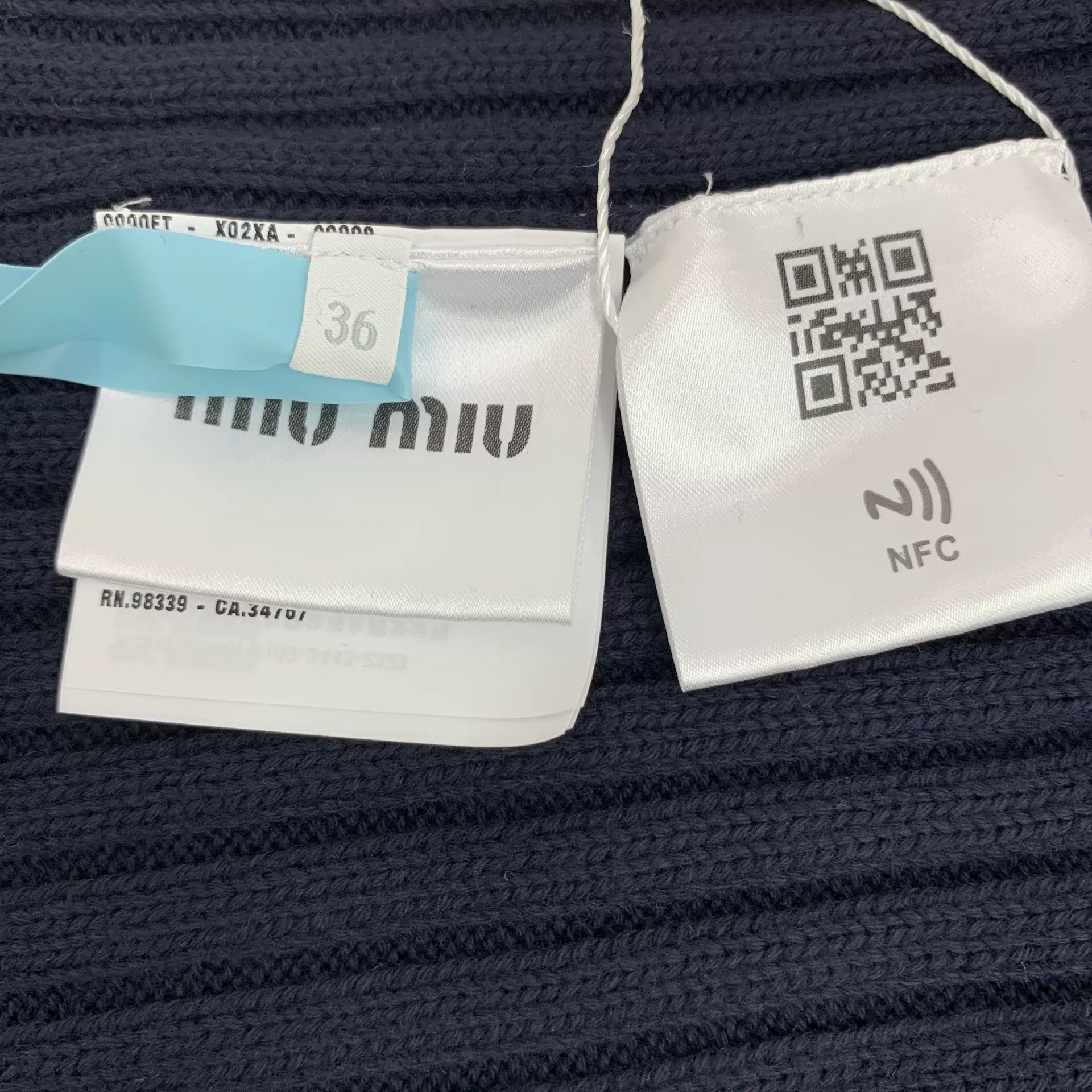 Miu Miu Miu Miu Dark Blue Logo Knit Zip Top Size US XS / EU 42 / 0 - 7 Thumbnail