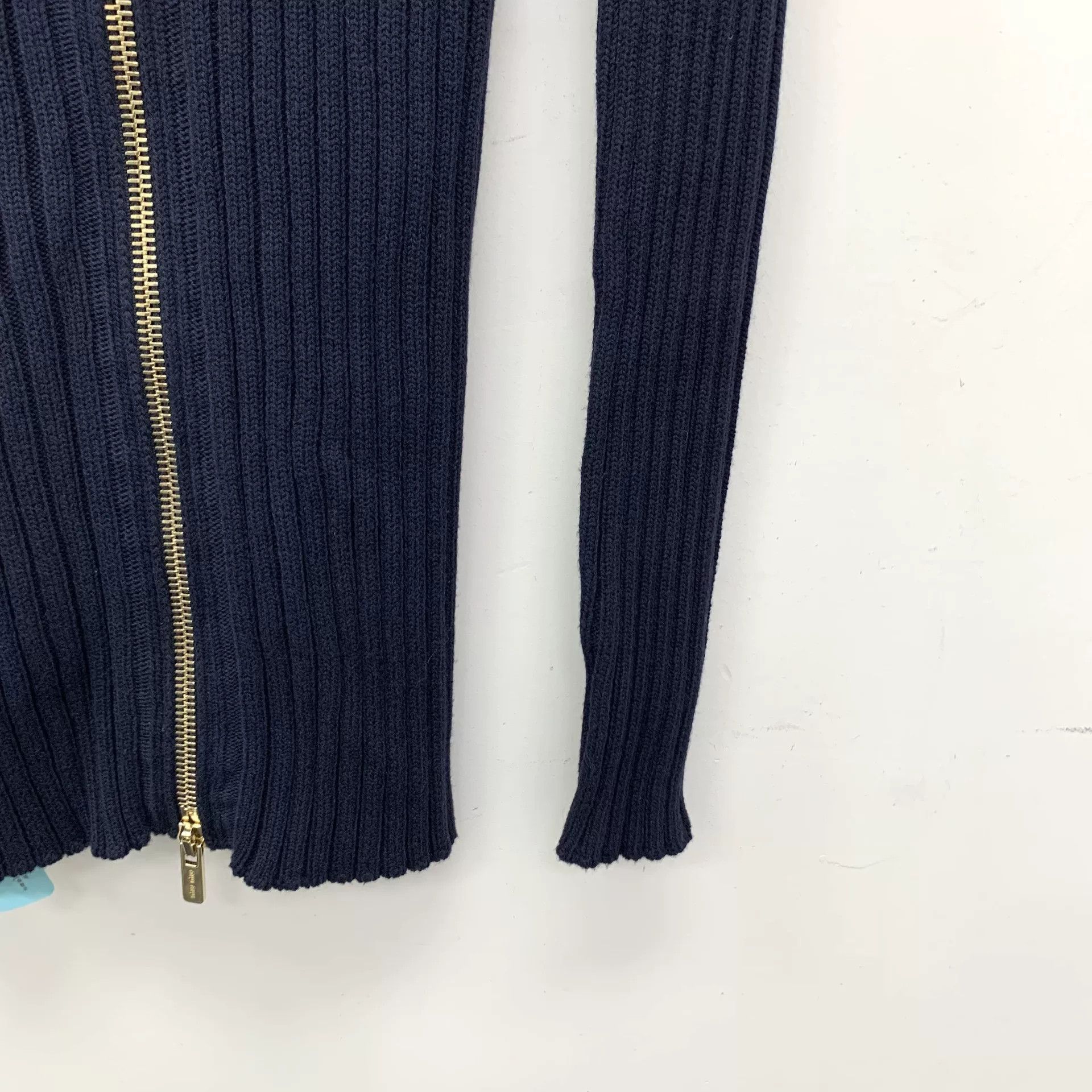 Miu Miu Miu Miu Dark Blue Logo Knit Zip Top Size US XS / EU 42 / 0 - 5 Thumbnail