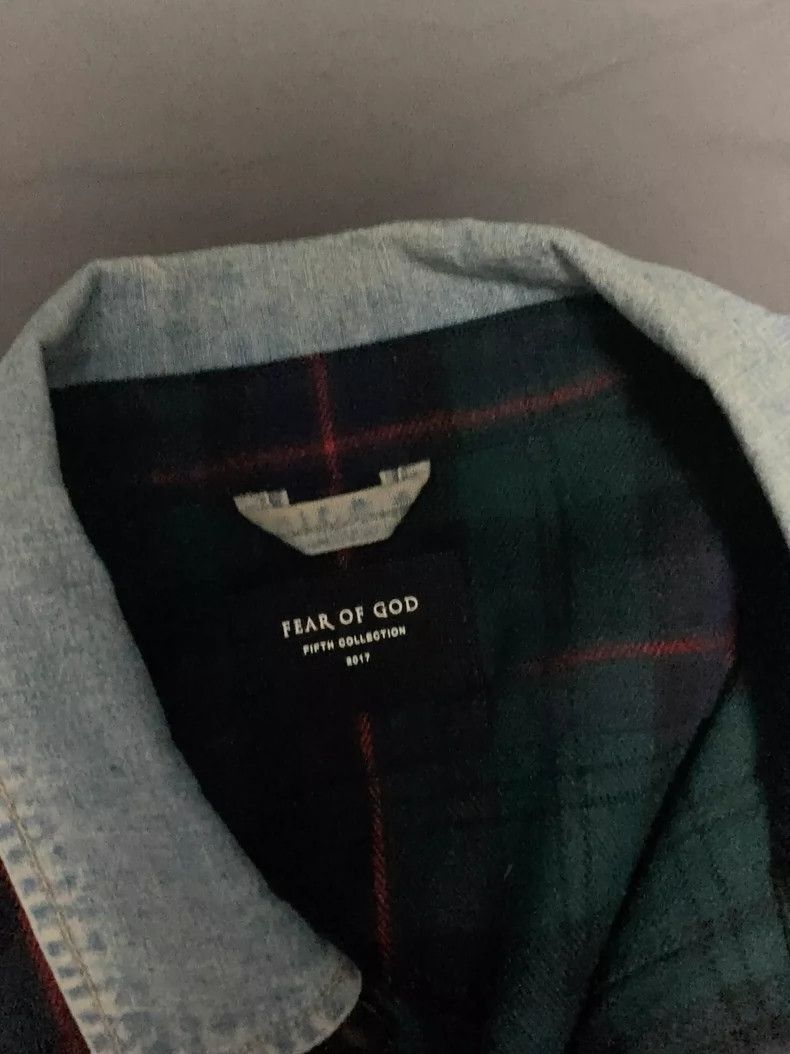 Fear of God Fear of God Green Plaid Denim Collar XL Size US XL / EU 56 / 4 - 2 Thumbnail
