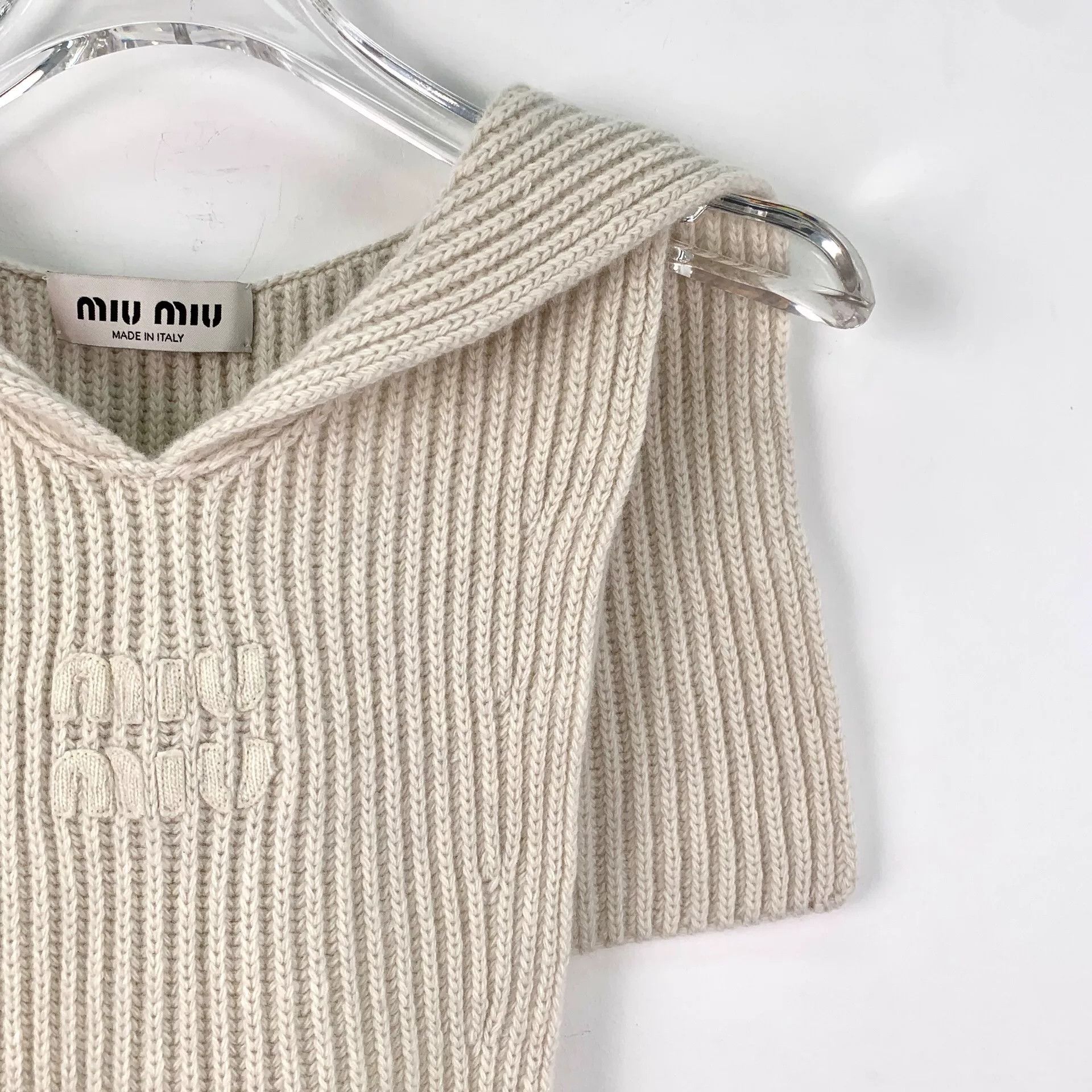 Miu Miu brown letter embroidered knit sweater Size M / US 6-8 / IT 42-44 - 3 Thumbnail