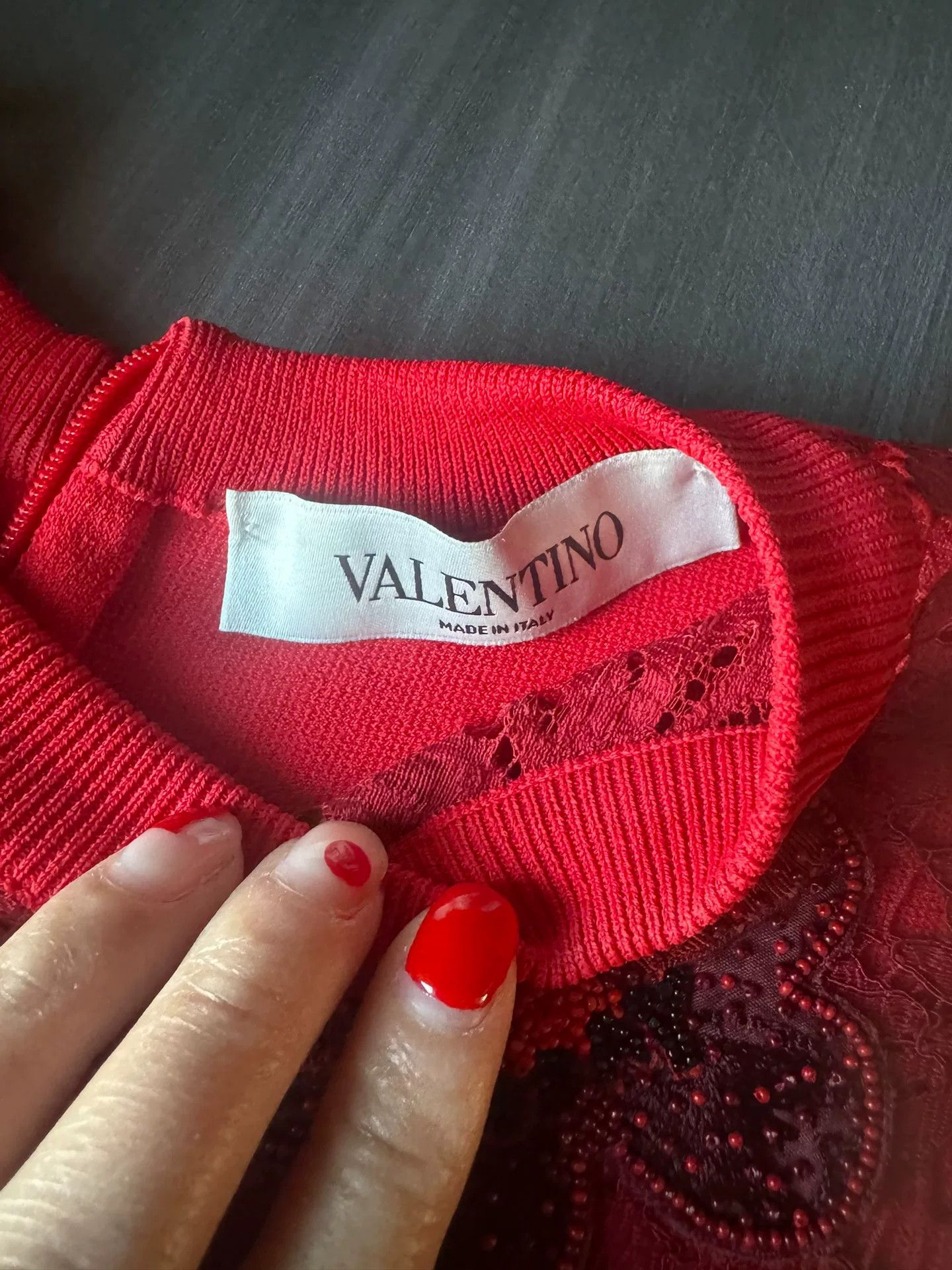Valentino Valentino Red Lace Embroidered Dress Size M / US 6-8 / IT 42-44 - 6 Thumbnail