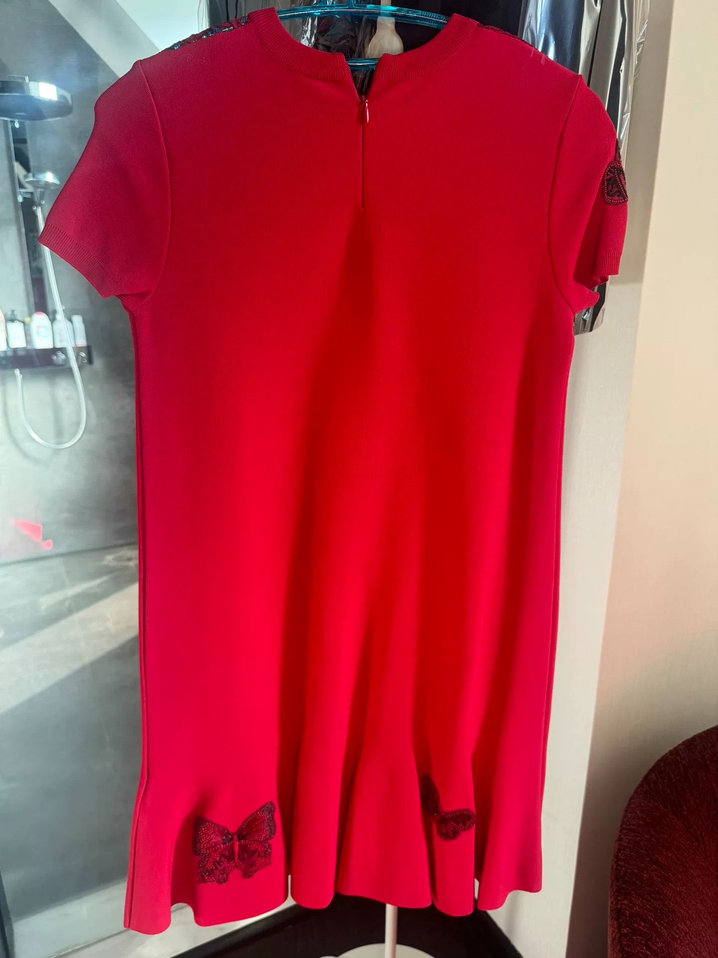 Valentino Valentino Red Lace Embroidered Dress Size M / US 6-8 / IT 42-44 - 2 Thumbnail
