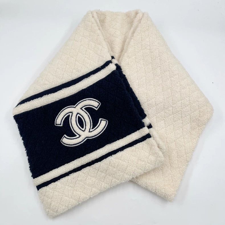 Chanel Chanel Ski Series Blue White Logo Scarf Size ONE SIZE - 2 Thumbnail