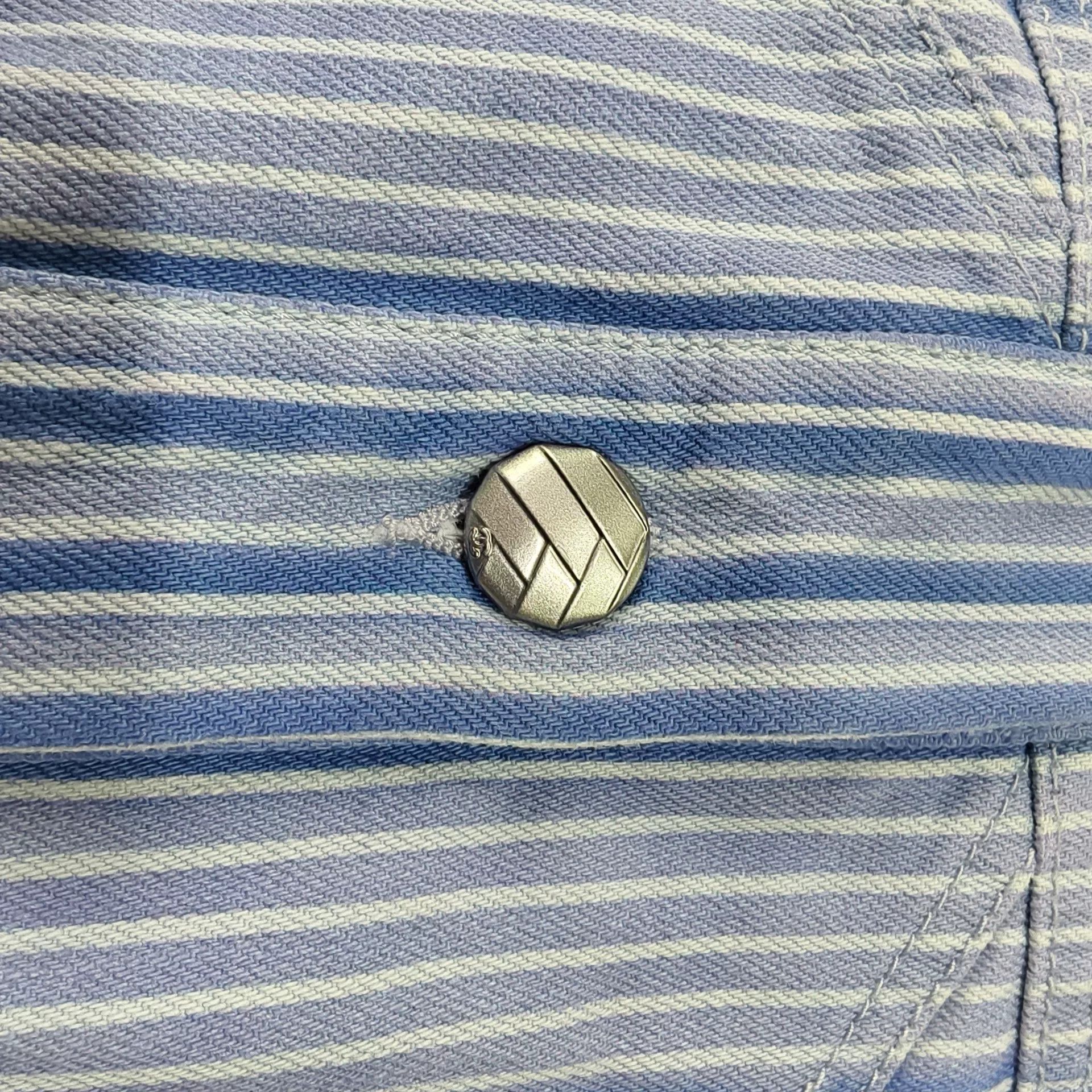 Chanel Chanel Striped Denim Jacket with Camellia Size US S / EU 44-46 / 1 - 5 Thumbnail
