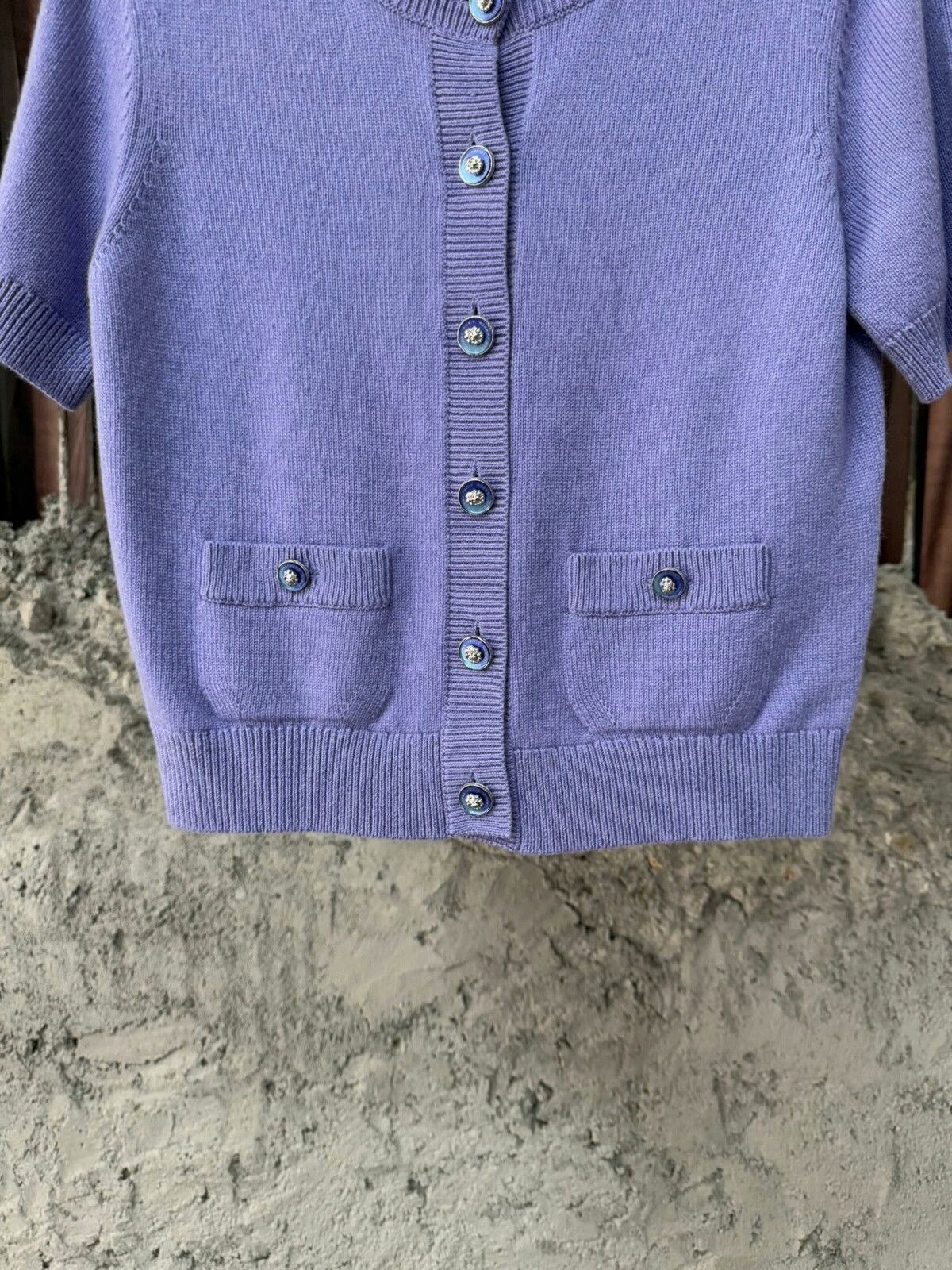 Chanel Chanel Purple Knit Short Sleeve Cardigan Size US XS / EU 42 / 0 - 4 Thumbnail