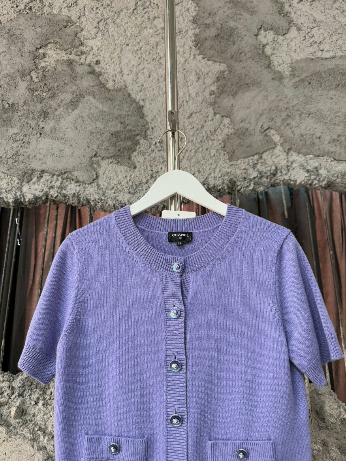 Chanel Chanel Purple Knit Short Sleeve Cardigan Size US XS / EU 42 / 0 - 3 Thumbnail