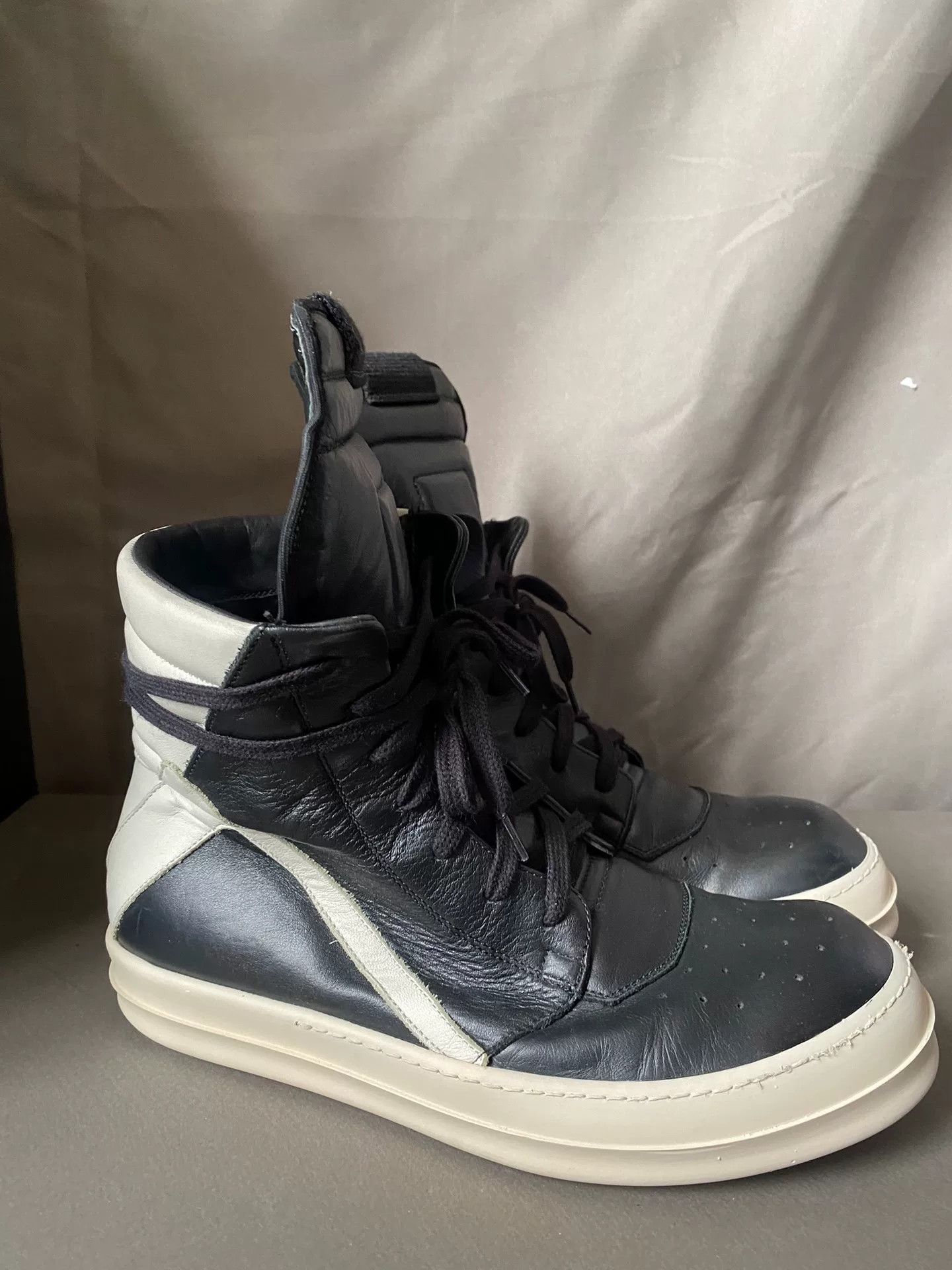 Rick Owens rick owens black leather high-top sneakers Size US 7 / EU 40 - 3 Thumbnail