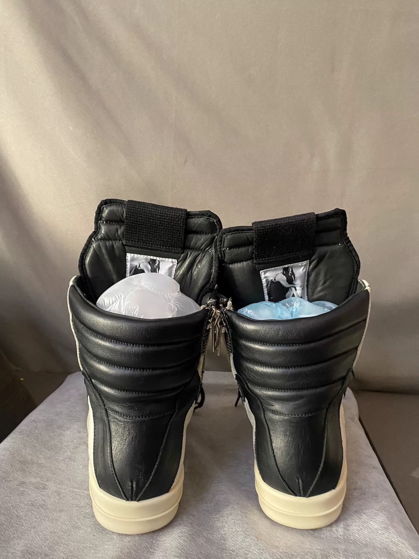Rick Owens rick owens black and white high-top sneakers Size US 5.5 / EU 38 - 4 Thumbnail